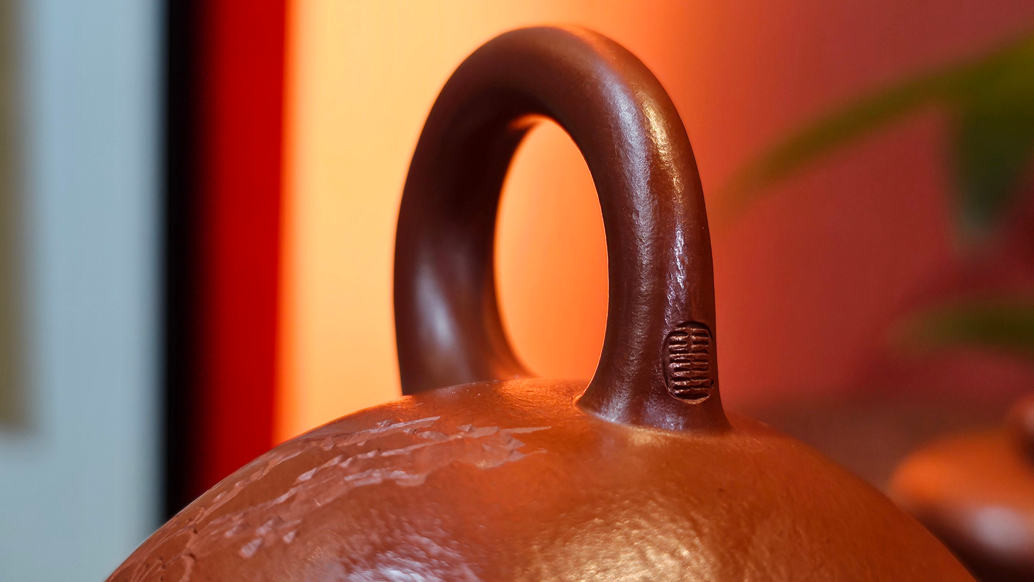 Li Xing 梨形, 177.5ml, Xiao Mei Yao Zhu Ni 小煤窑朱泥 by our Collaborative Craftsman Zhai Yi Yao 翟一耀, 梅花刻绘, Engraving of Plum Blossoms and Calligraphy, by Craftsman Yi De Shu 一德书 ~ Congratulations to!Mr A.K., 1226hrs 4th August 2025, Jabłonna! Poland🇵🇱.