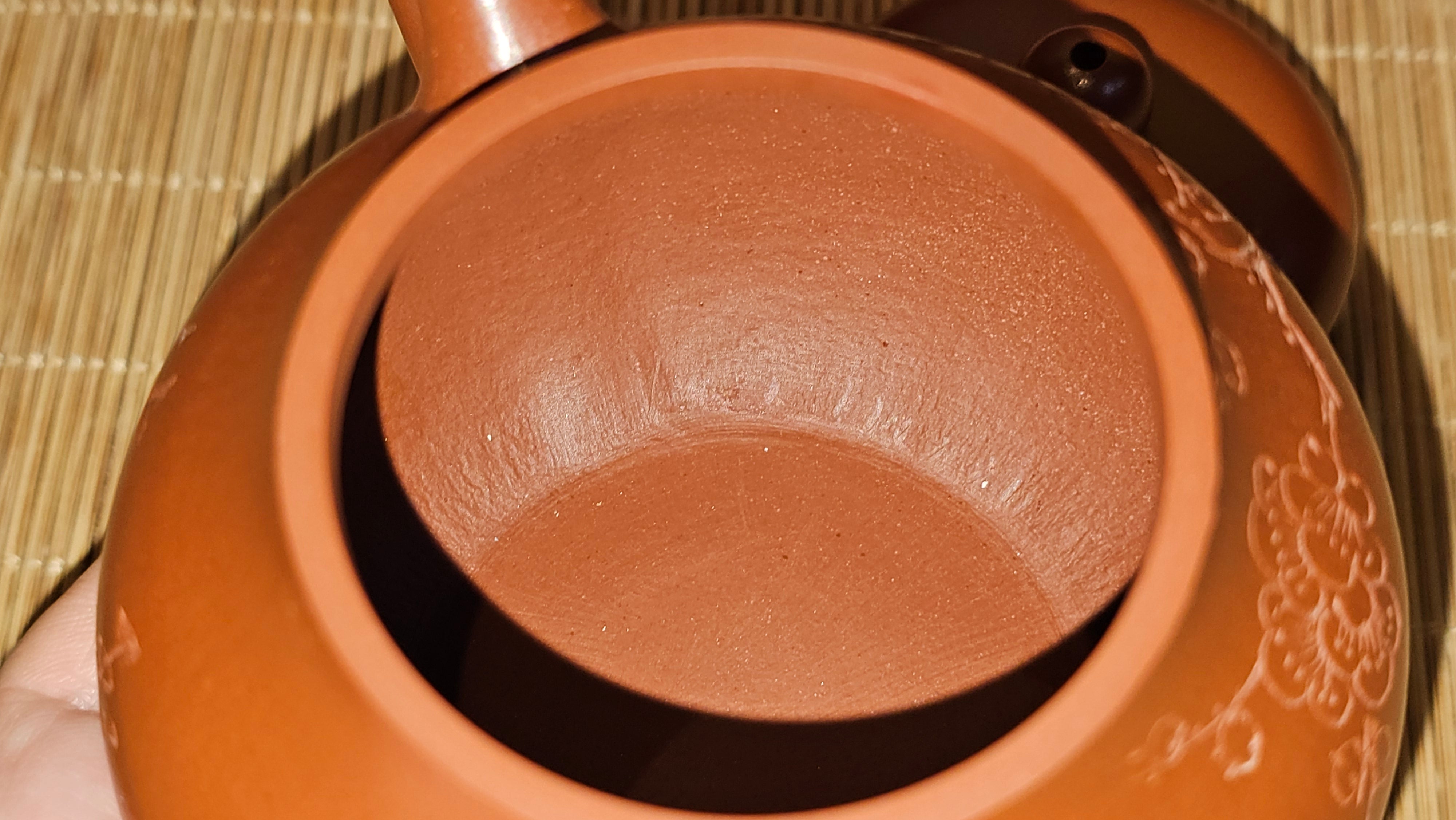 Li Xing 梨形, 177.5ml, Xiao Mei Yao Zhu Ni 小煤窑朱泥 by our Collaborative Craftsman Zhai Yi Yao 翟一耀, 梅花刻绘, Engraving of Plum Blossoms and Calligraphy, by Craftsman Yi De Shu 一德书 ~ Congratulations to!Mr A.K., 1226hrs 4th August 2025, Jabłonna! Poland🇵🇱.