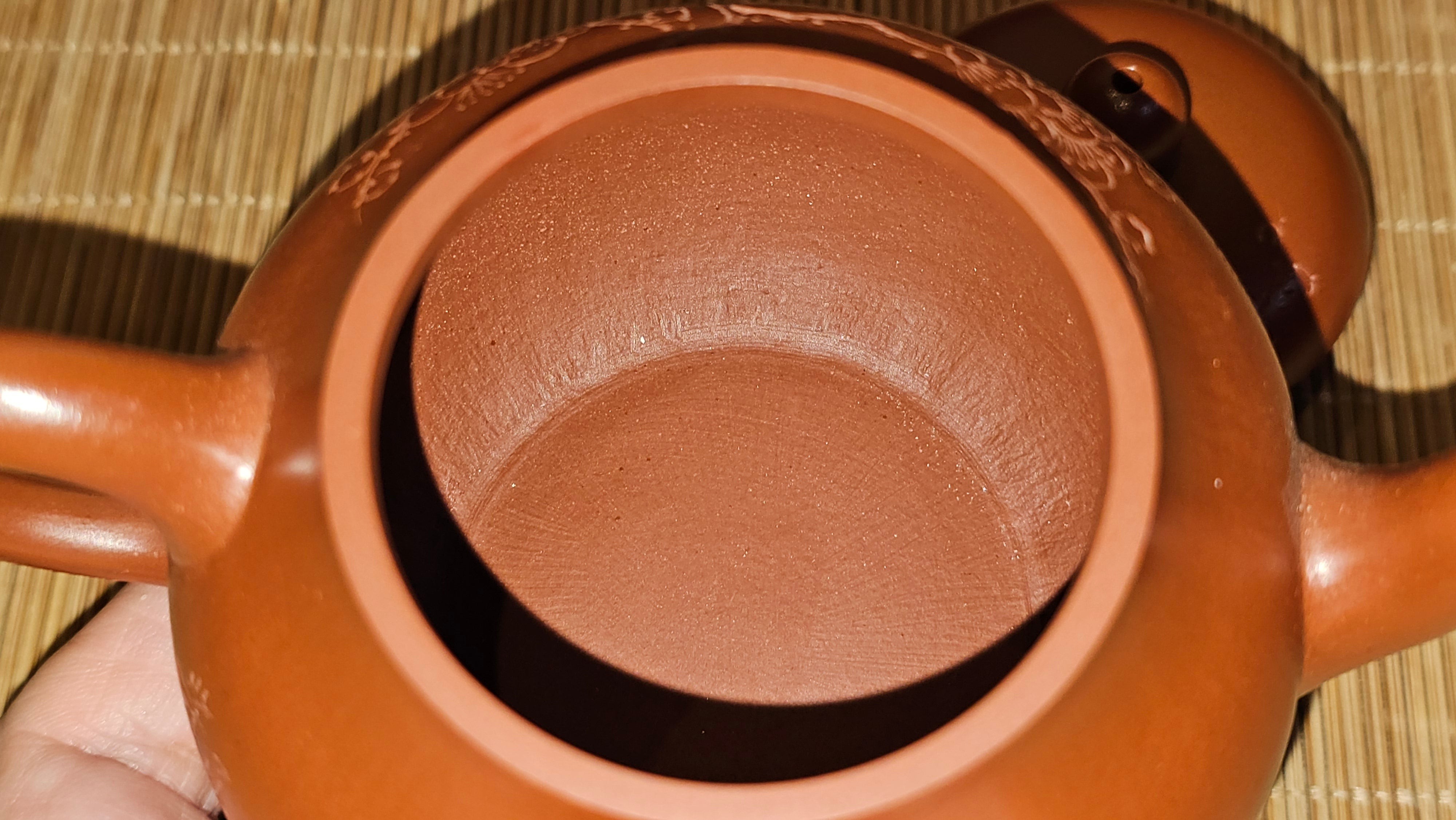 Li Xing 梨形, 177.5ml, Xiao Mei Yao Zhu Ni 小煤窑朱泥 by our Collaborative Craftsman Zhai Yi Yao 翟一耀, 梅花刻绘, Engraving of Plum Blossoms and Calligraphy, by Craftsman Yi De Shu 一德书 ~ Congratulations to!Mr A.K., 1226hrs 4th August 2025, Jabłonna! Poland🇵🇱.