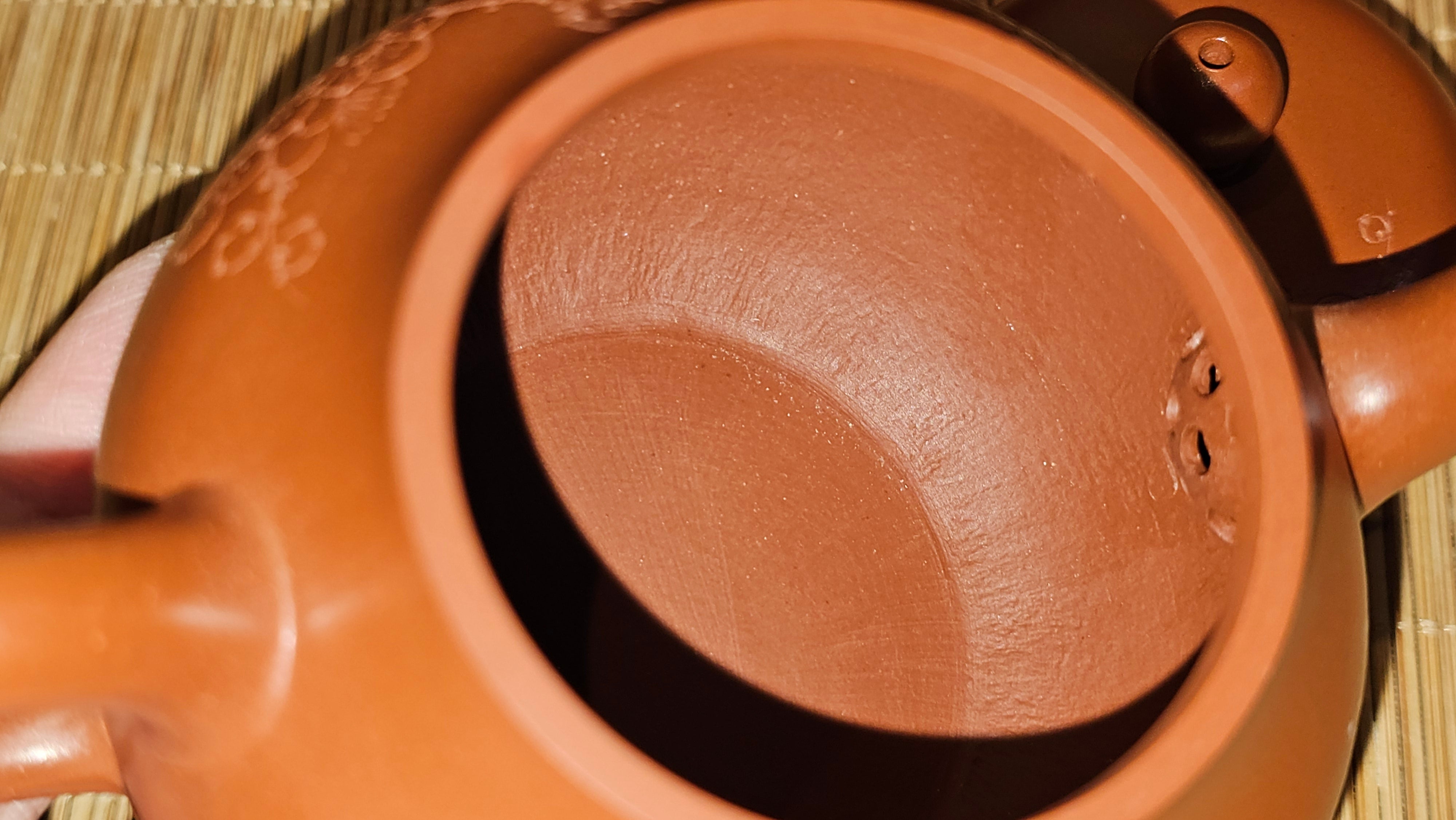 Li Xing 梨形, 177.5ml, Xiao Mei Yao Zhu Ni 小煤窑朱泥 by our Collaborative Craftsman Zhai Yi Yao 翟一耀, 梅花刻绘, Engraving of Plum Blossoms and Calligraphy, by Craftsman Yi De Shu 一德书 ~ Congratulations to!Mr A.K., 1226hrs 4th August 2025, Jabłonna! Poland🇵🇱.