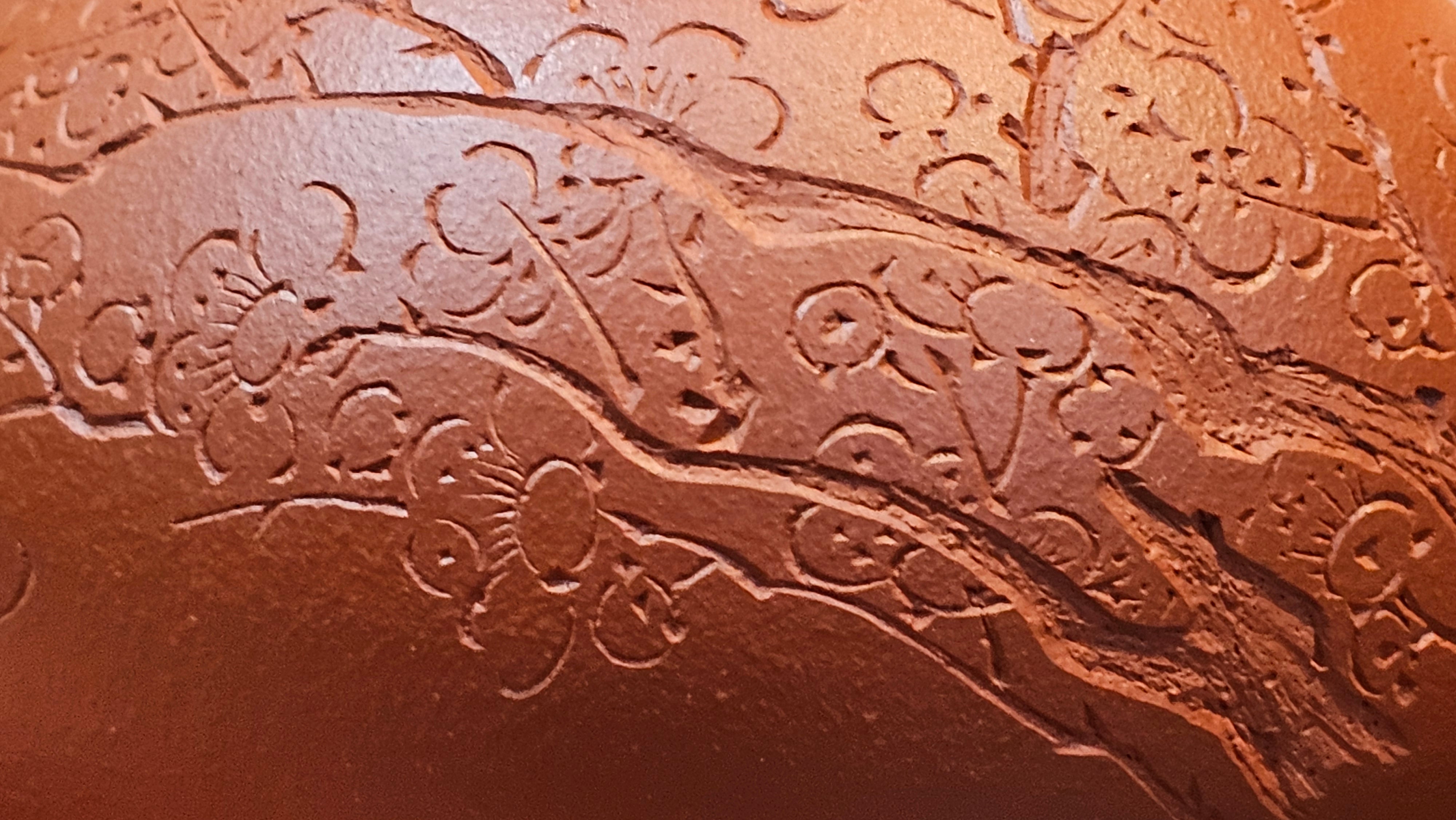 Meng Chen San Zu《孟臣三足》, 189.0ml, Xiao Hong Ni 小红泥, by our Craftsman Zhang Huan 张欢, Plum Blossoms Engraving by Craftsman Pe'eng Pe'eng 芃芃 ~ Congratulations to Prof Y.G.! 1608hrs 2nd August 2025, Long Beach! CA.