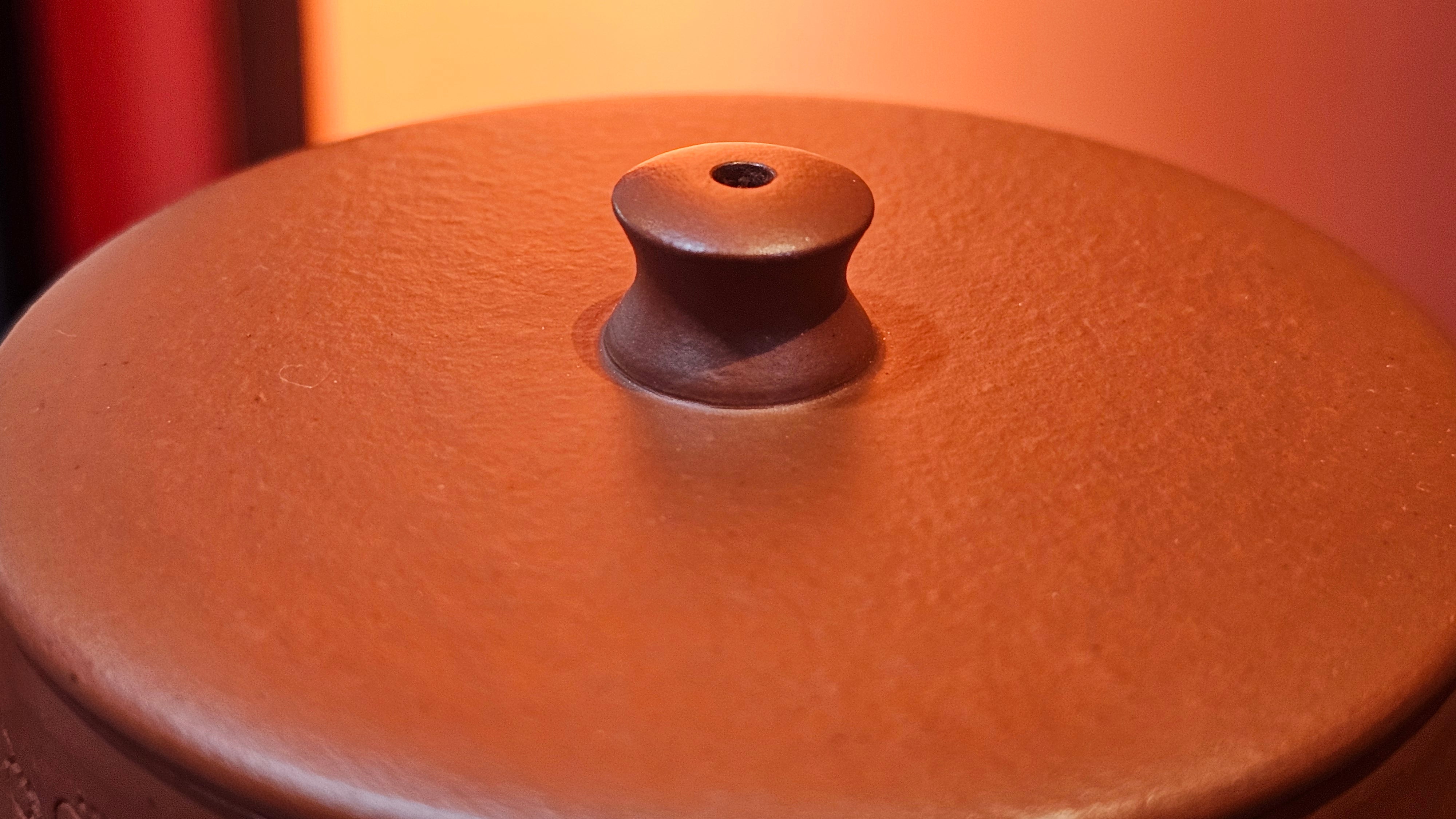 Yun Zhu 云柱 "Pillar of the Heavens", 140.6ml, Xiao Mei Yao Zhu Ni 小煤窑朱泥, by our Collaborative Craftsman Wang Hui 王慧 ~ "梅开五福" and Plum Blossoms Engraving by Craftsman Yi De Shu 一德书 ~ Congratulations to Mr M.S.! 1646hrs 6th August 2025, Southbury, CT!