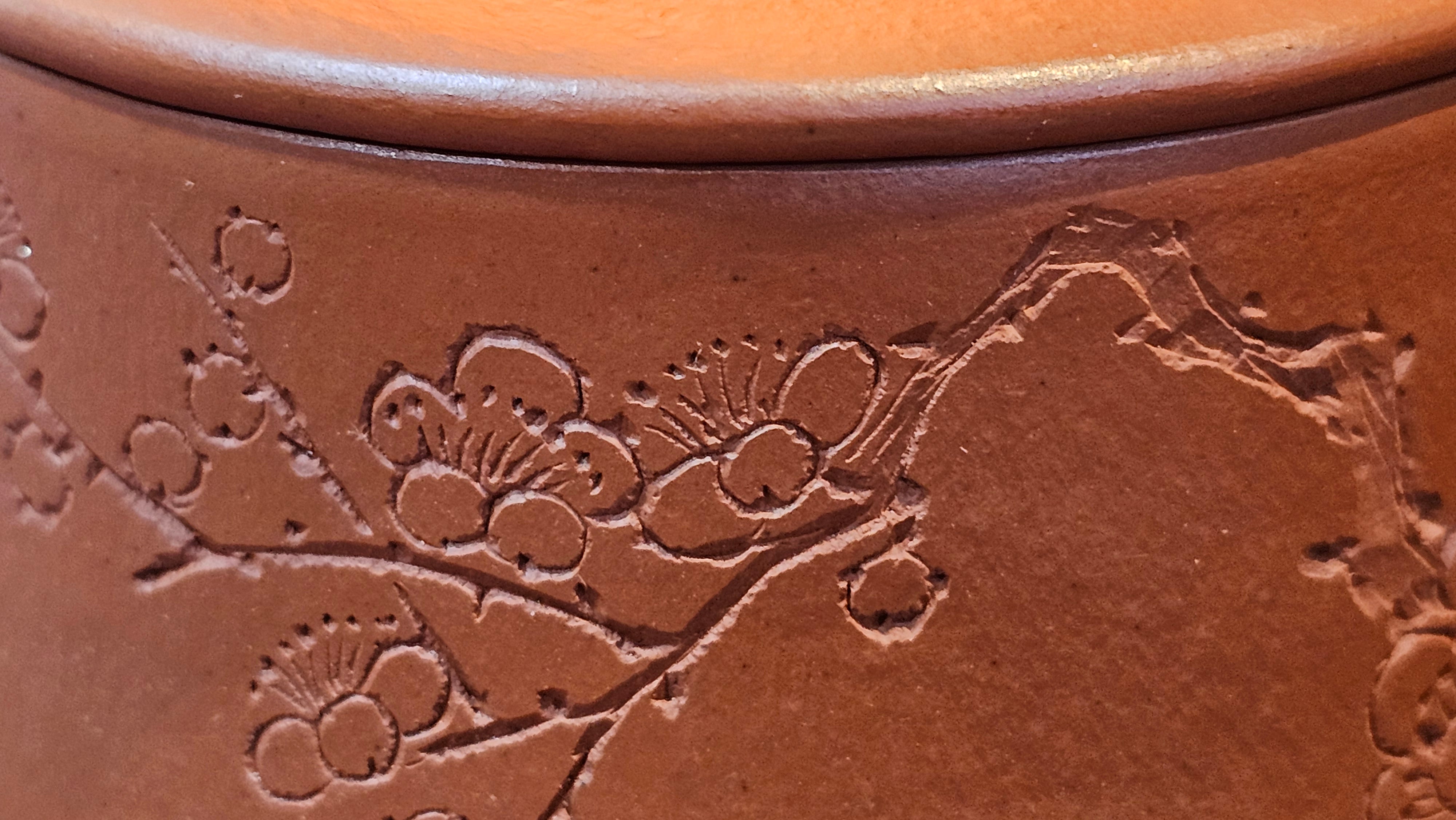 Yun Zhu 云柱 "Pillar of the Heavens", 140.6ml, Xiao Mei Yao Zhu Ni 小煤窑朱泥, by our Collaborative Craftsman Wang Hui 王慧 ~ "梅开五福" and Plum Blossoms Engraving by Craftsman Yi De Shu 一德书 ~ Congratulations to Mr M.S.! 1646hrs 6th August 2025, Southbury, CT!