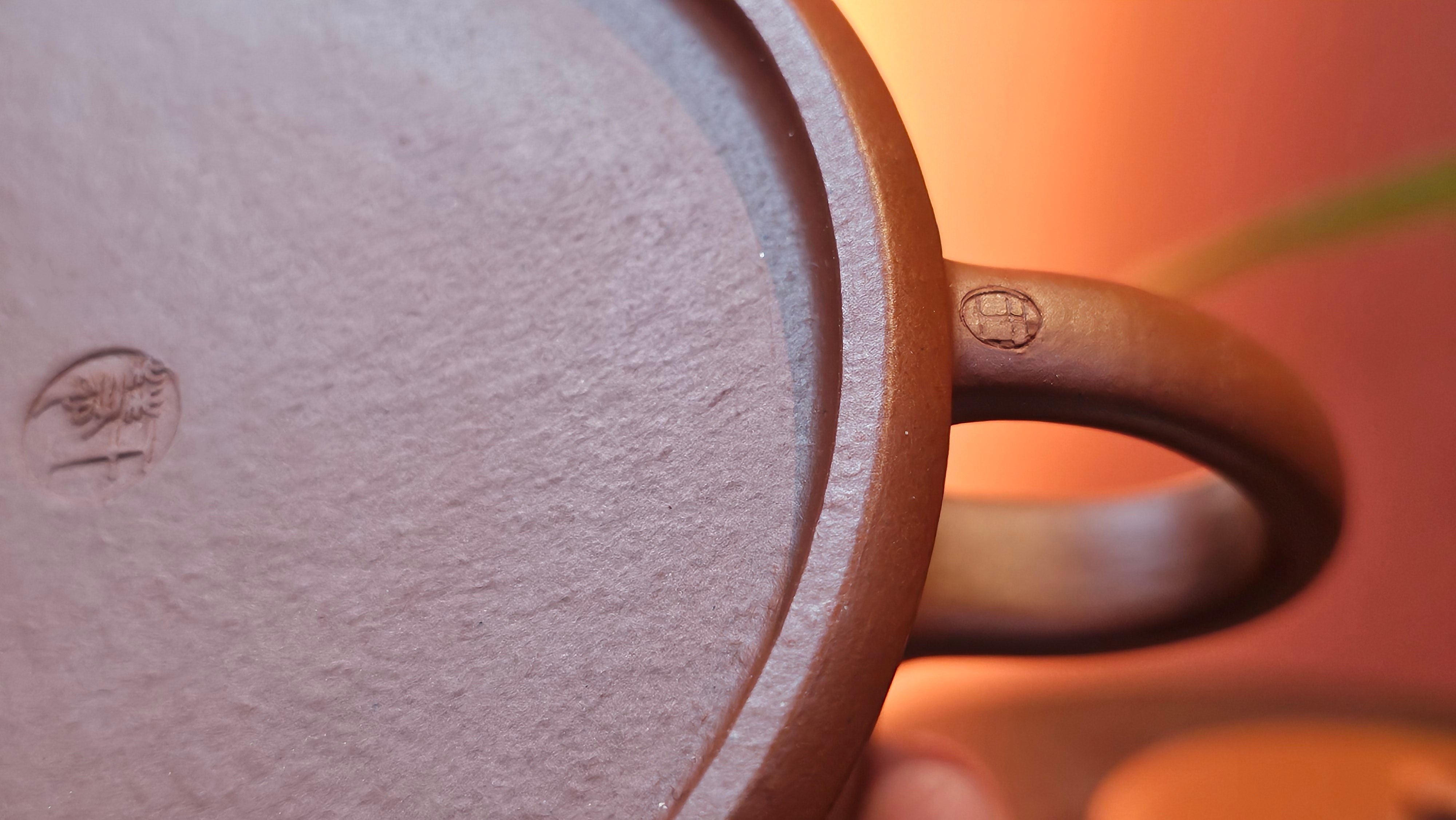 Yun Zhu 云柱 "Pillar of the Heavens", 140.6ml, Xiao Mei Yao Zhu Ni 小煤窑朱泥, by our Collaborative Craftsman Wang Hui 王慧 ~ "梅开五福" and Plum Blossoms Engraving by Craftsman Yi De Shu 一德书 ~ Congratulations to Mr M.S.! 1646hrs 6th August 2025, Southbury, CT!