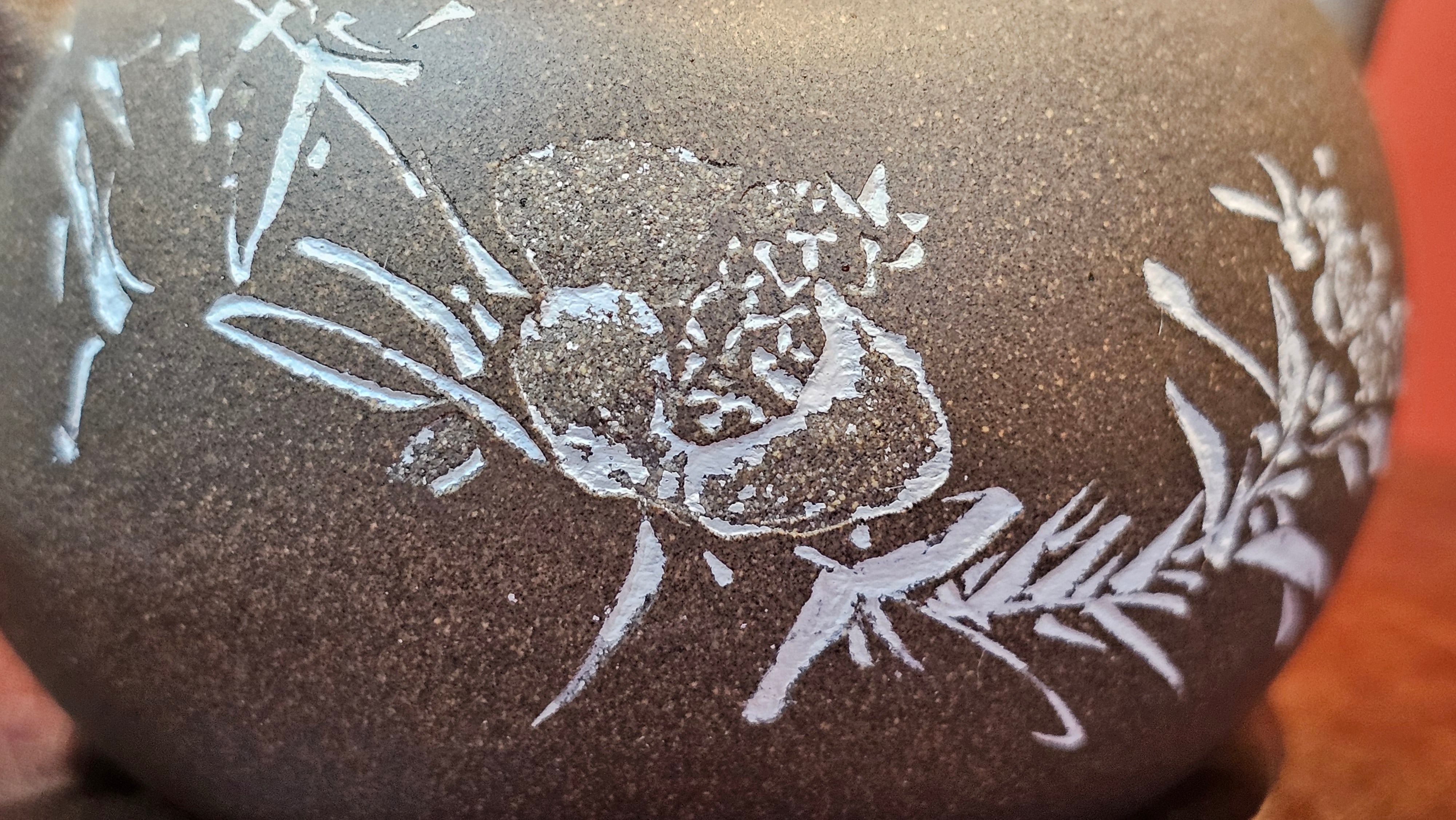 Wu Nian Hu《无念壶》, 162.8ml, Qing Hui Duan 青灰段泥, by our Craftsman Zhang Huan 张欢, Engraving by Craftsman Nan Shan Lao Ren 南山老人 ~ Congratulations!to Ms M.L., 0853hrs 6th August 2025, Phoenix, AZ!