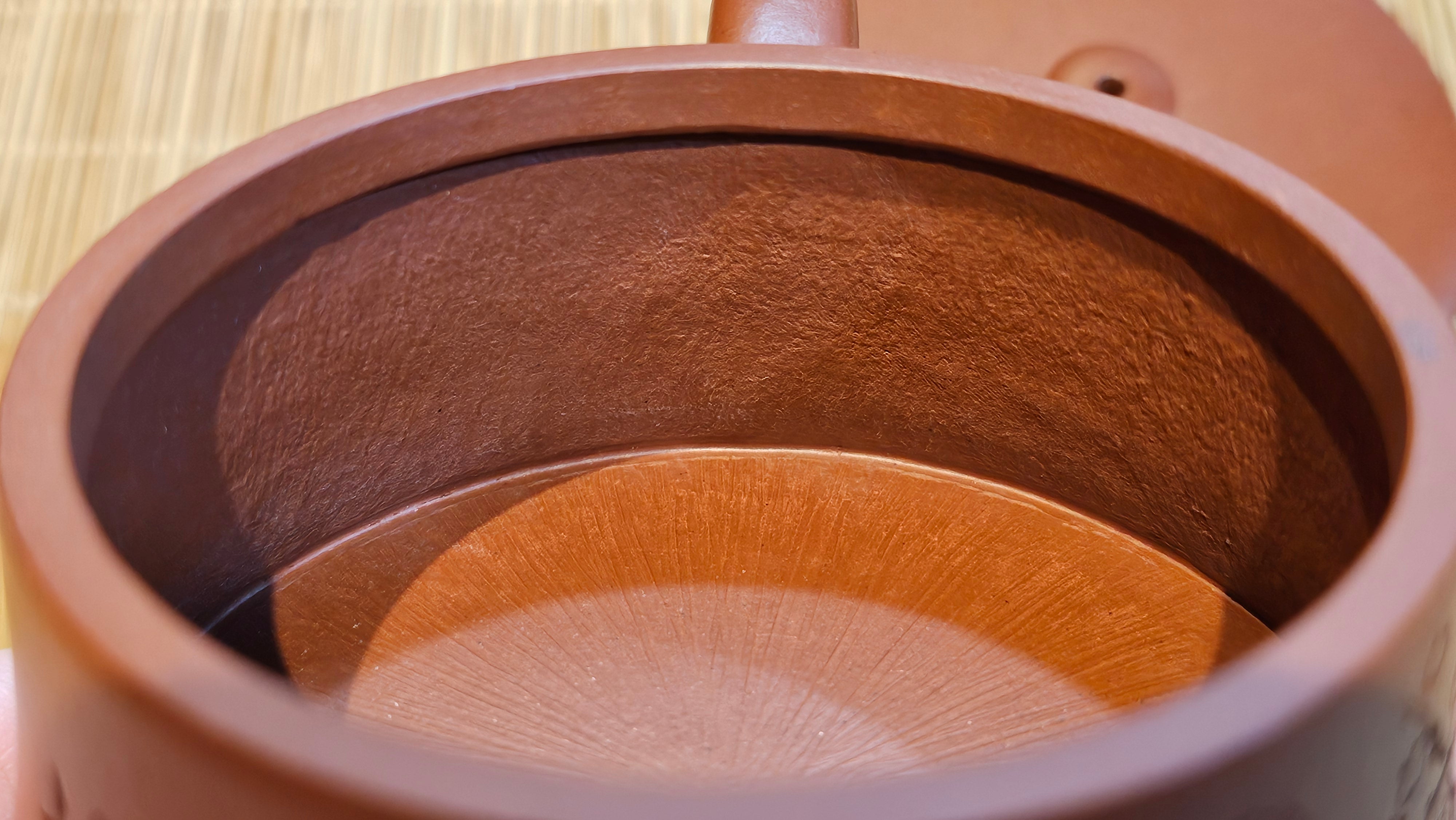 Yun Zhu 云柱 "Pillar of the Heavens", 140.6ml, Xiao Mei Yao Zhu Ni 小煤窑朱泥, by our Collaborative Craftsman Wang Hui 王慧 ~ "梅开五福" and Plum Blossoms Engraving by Craftsman Yi De Shu 一德书 ~ Congratulations to Mr M.S.! 1646hrs 6th August 2025, Southbury, CT!