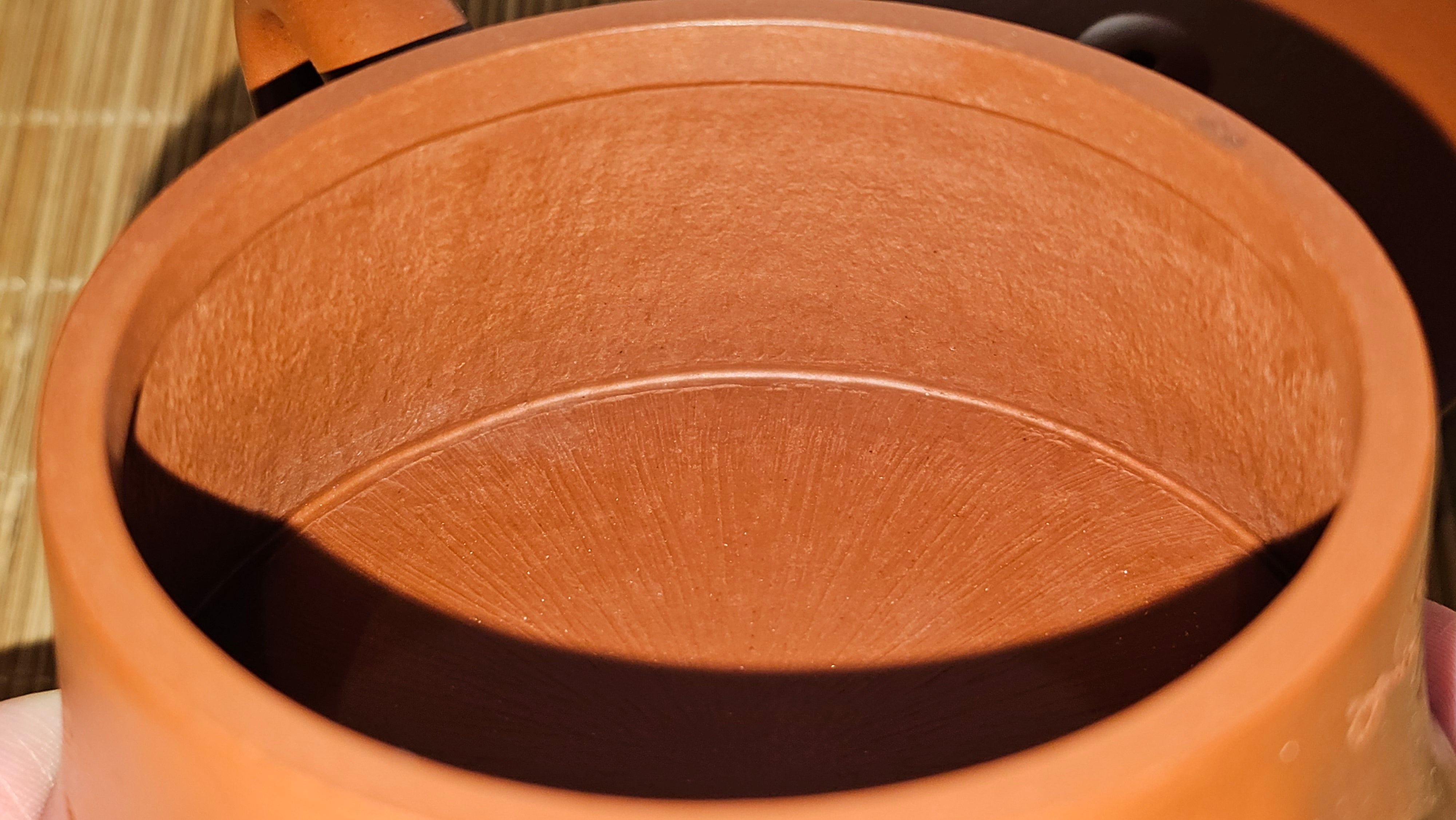 Yun Zhu 云柱 "Pillar of the Heavens", 140.6ml, Xiao Mei Yao Zhu Ni 小煤窑朱泥, by our Collaborative Craftsman Wang Hui 王慧 ~ "梅开五福" and Plum Blossoms Engraving by Craftsman Yi De Shu 一德书 ~ Congratulations to Mr M.S.! 1646hrs 6th August 2025, Southbury, CT!