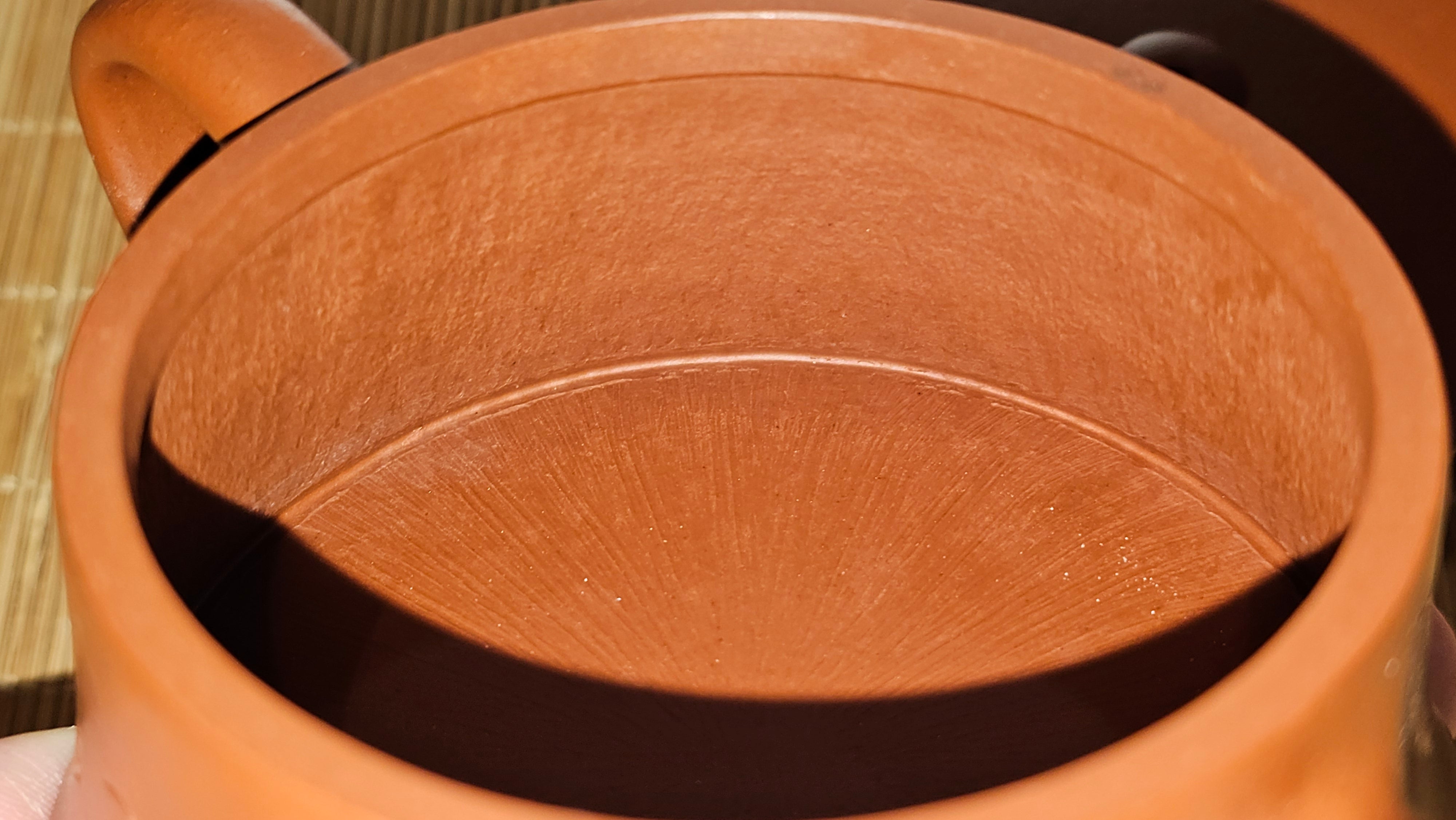 Yun Zhu 云柱 "Pillar of the Heavens", 140.6ml, Xiao Mei Yao Zhu Ni 小煤窑朱泥, by our Collaborative Craftsman Wang Hui 王慧 ~ "梅开五福" and Plum Blossoms Engraving by Craftsman Yi De Shu 一德书 ~ Congratulations to Mr M.S.! 1646hrs 6th August 2025, Southbury, CT!