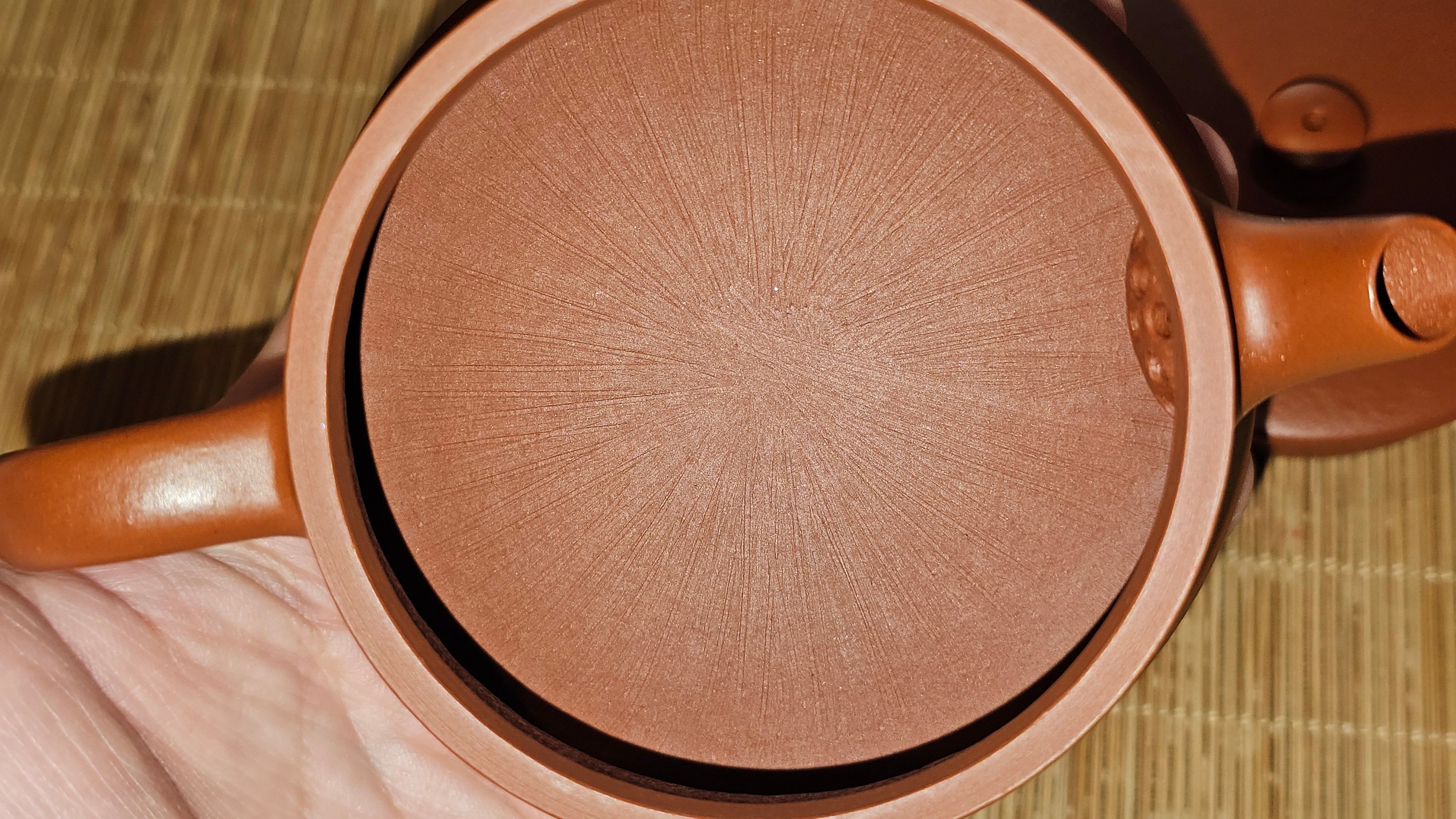 Yun Zhu 云柱 "Pillar of the Heavens", 140.6ml, Xiao Mei Yao Zhu Ni 小煤窑朱泥, by our Collaborative Craftsman Wang Hui 王慧 ~ "梅开五福" and Plum Blossoms Engraving by Craftsman Yi De Shu 一德书 ~ Congratulations to Mr M.S.! 1646hrs 6th August 2025, Southbury, CT!