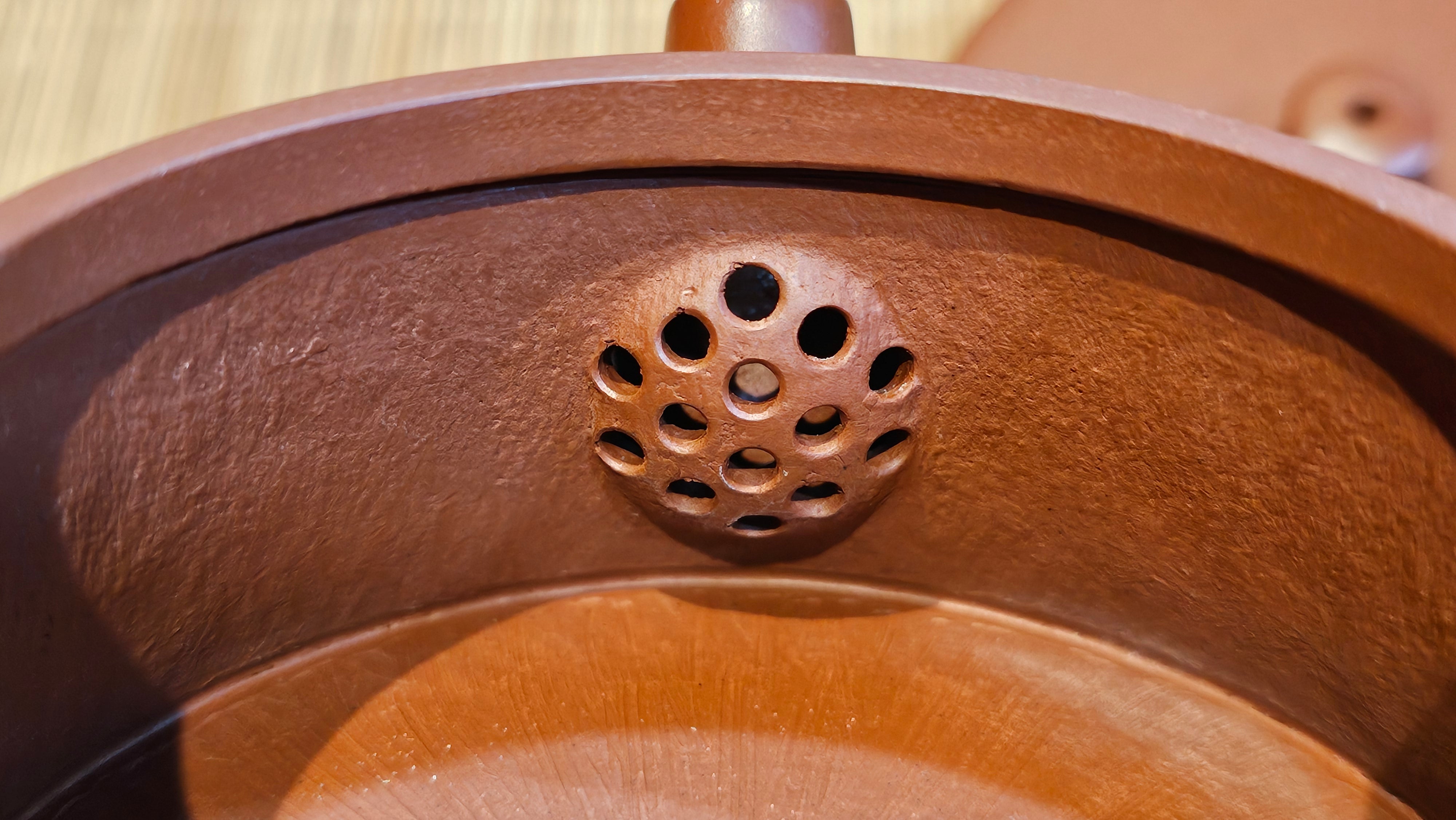 Yun Zhu 云柱 "Pillar of the Heavens", 140.6ml, Xiao Mei Yao Zhu Ni 小煤窑朱泥, by our Collaborative Craftsman Wang Hui 王慧 ~ "梅开五福" and Plum Blossoms Engraving by Craftsman Yi De Shu 一德书 ~ Congratulations to Mr M.S.! 1646hrs 6th August 2025, Southbury, CT!