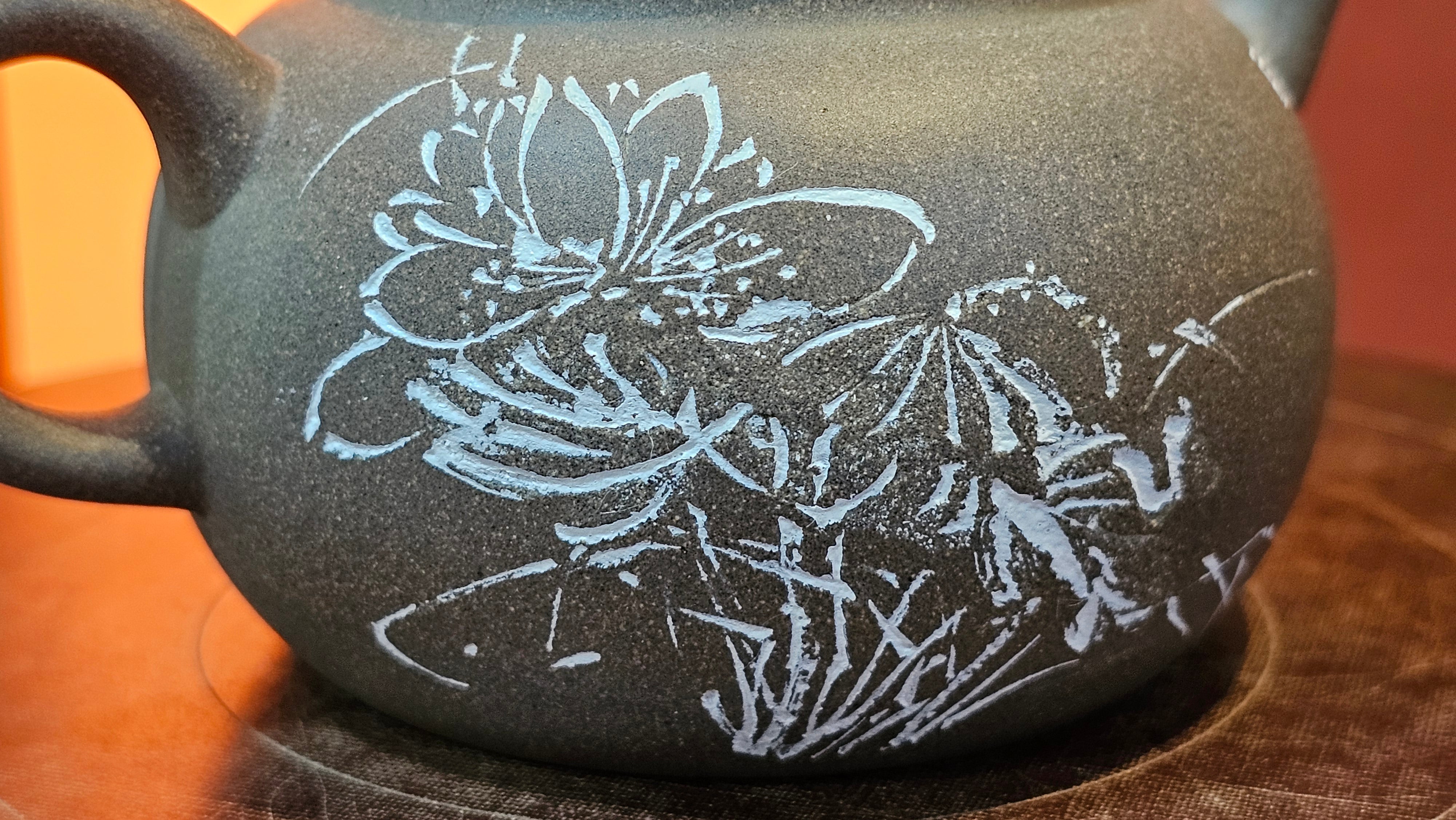 Wu Nian Hu《无念壶》, 161.6ml, Qing Hui Duan 青灰段泥, by our Craftsman Zhang Huan 张欢, Engraving by Craftsman Nan Shan Lao Ren 南山老人 ~ !Congratulations to Mr J.G.! 1041hrs 8th August 2025, Sydney, Australia🇦🇺.