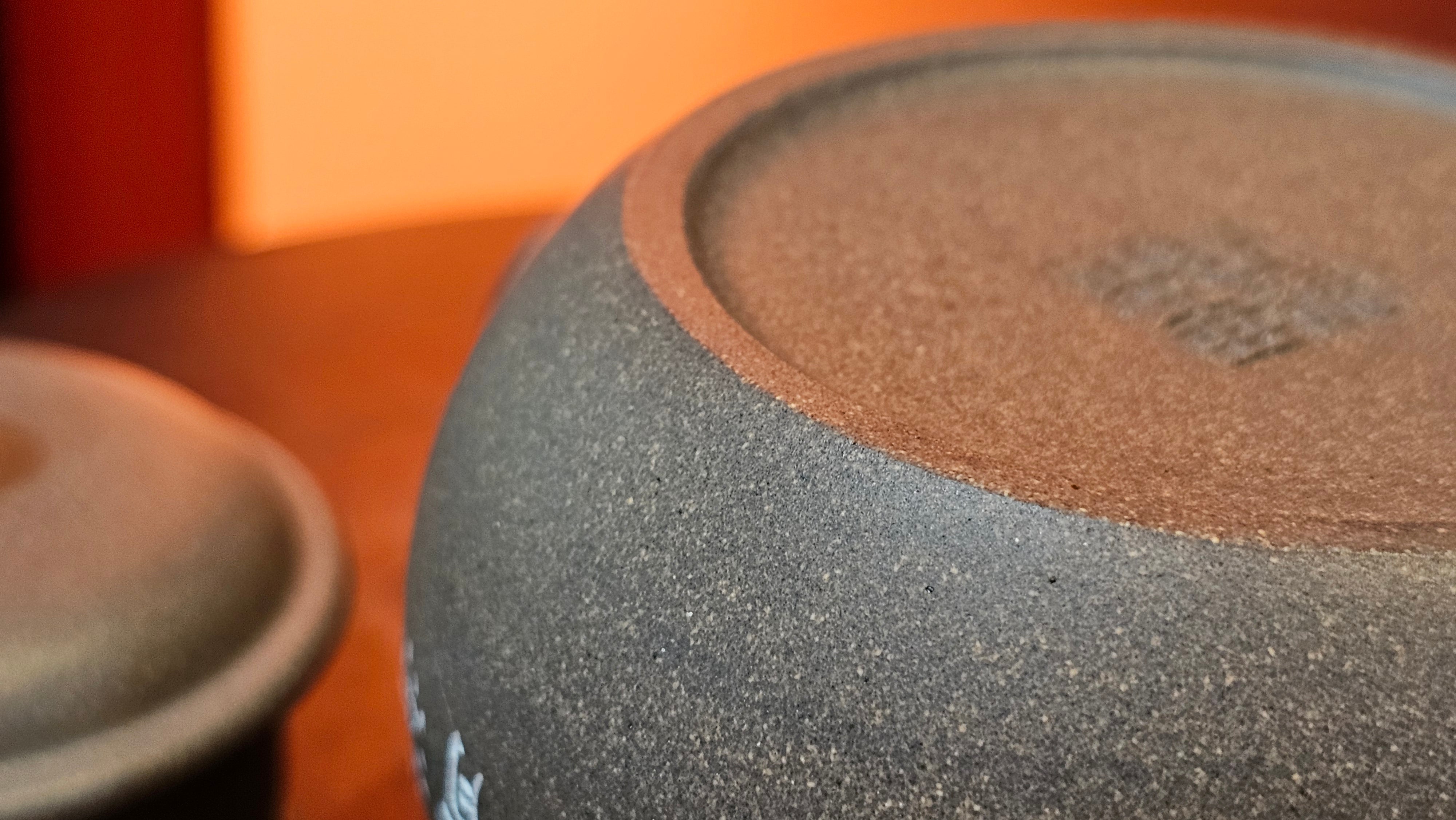 Wu Nian Hu《无念壶》, 161.6ml, Qing Hui Duan 青灰段泥, by our Craftsman Zhang Huan 张欢, Engraving by Craftsman Nan Shan Lao Ren 南山老人 ~ !Congratulations to Mr J.G.! 1041hrs 8th August 2025, Sydney, Australia🇦🇺.