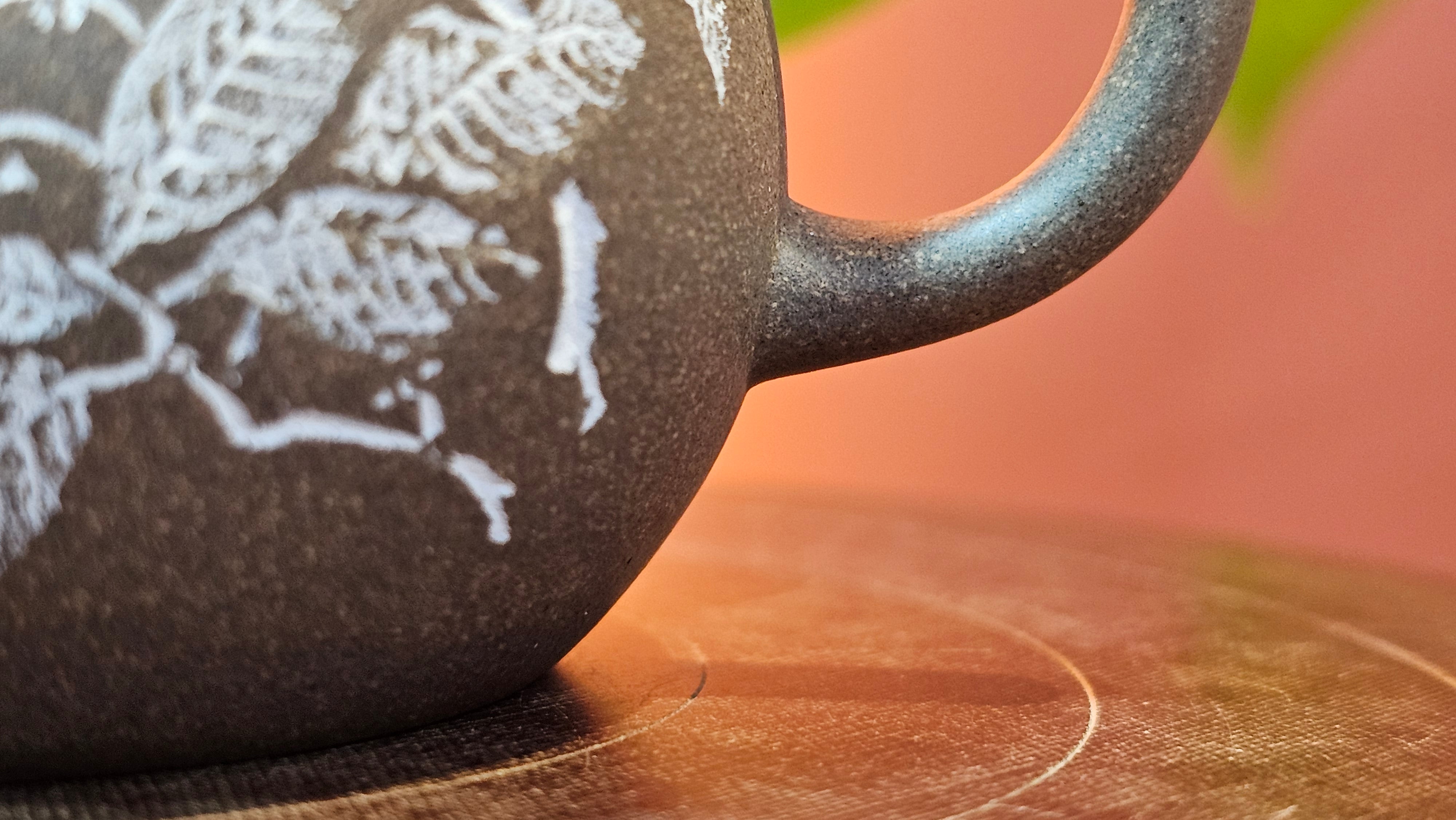 Wu Nian Hu《无念壶》, 160.6ml, Qing Hui Duan 青灰段泥, by our Craftsman Zhang Huan 张欢, Engraving by Craftsman Nan Shan Lao Ren 南山老人 ~ Congratulations to Mr T.N.! 0236hrs 10th August 2025, Mississauga! Canada🇨🇦!