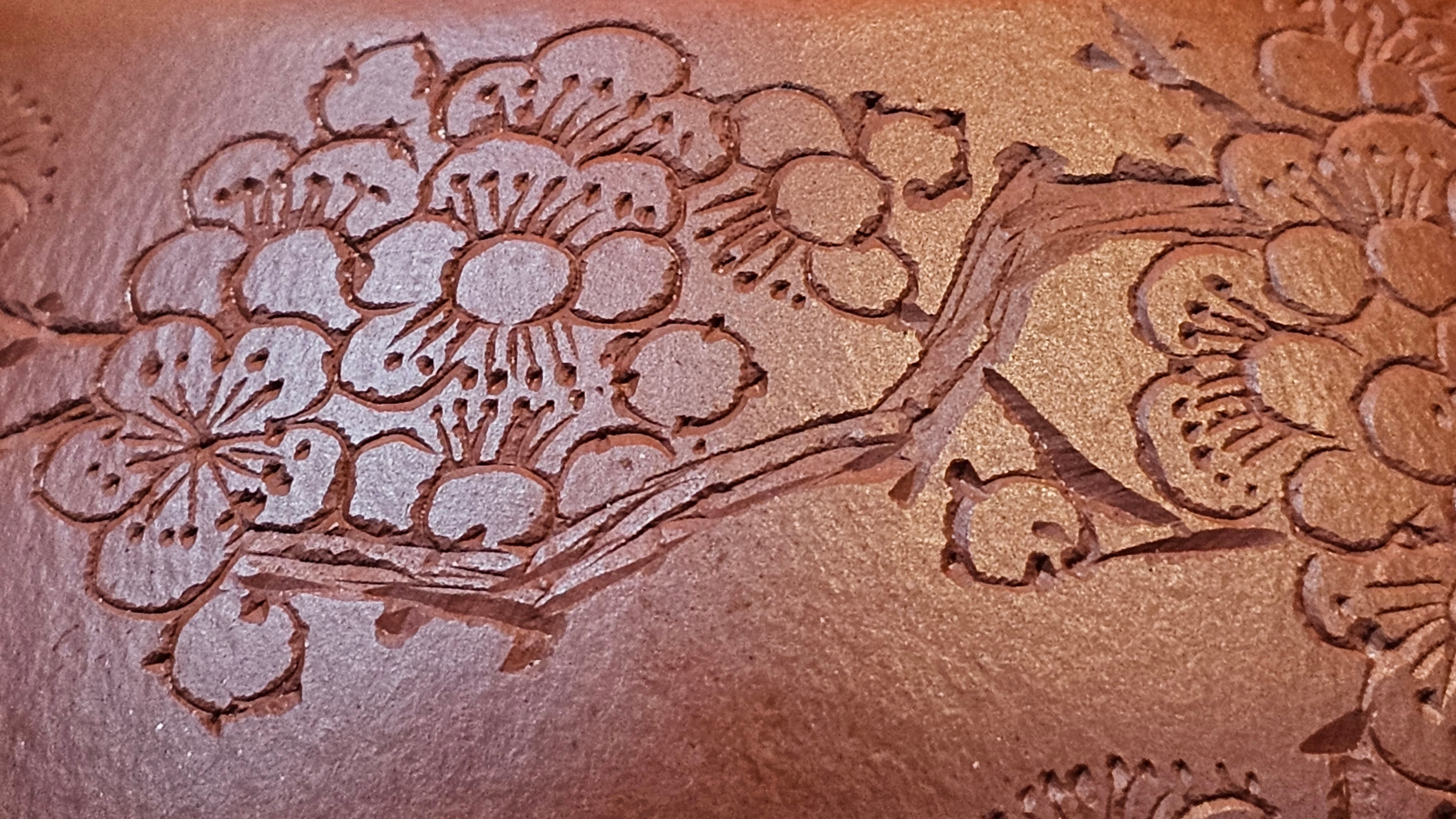 Jing Zhou Shi Piao 景舟石瓢, 276.3ml, Xiao Mei Yao Zhu Ni 小煤窑朱泥, by Craftsman Wang Xing 王兴; "暗香疏影" and Plum Blossoms Engraving by Craftsman Yi De Shu 一德书 ~!Congratulations to Prof A.G.! 0833hrs 10th August 2025! Long Beach, CA!