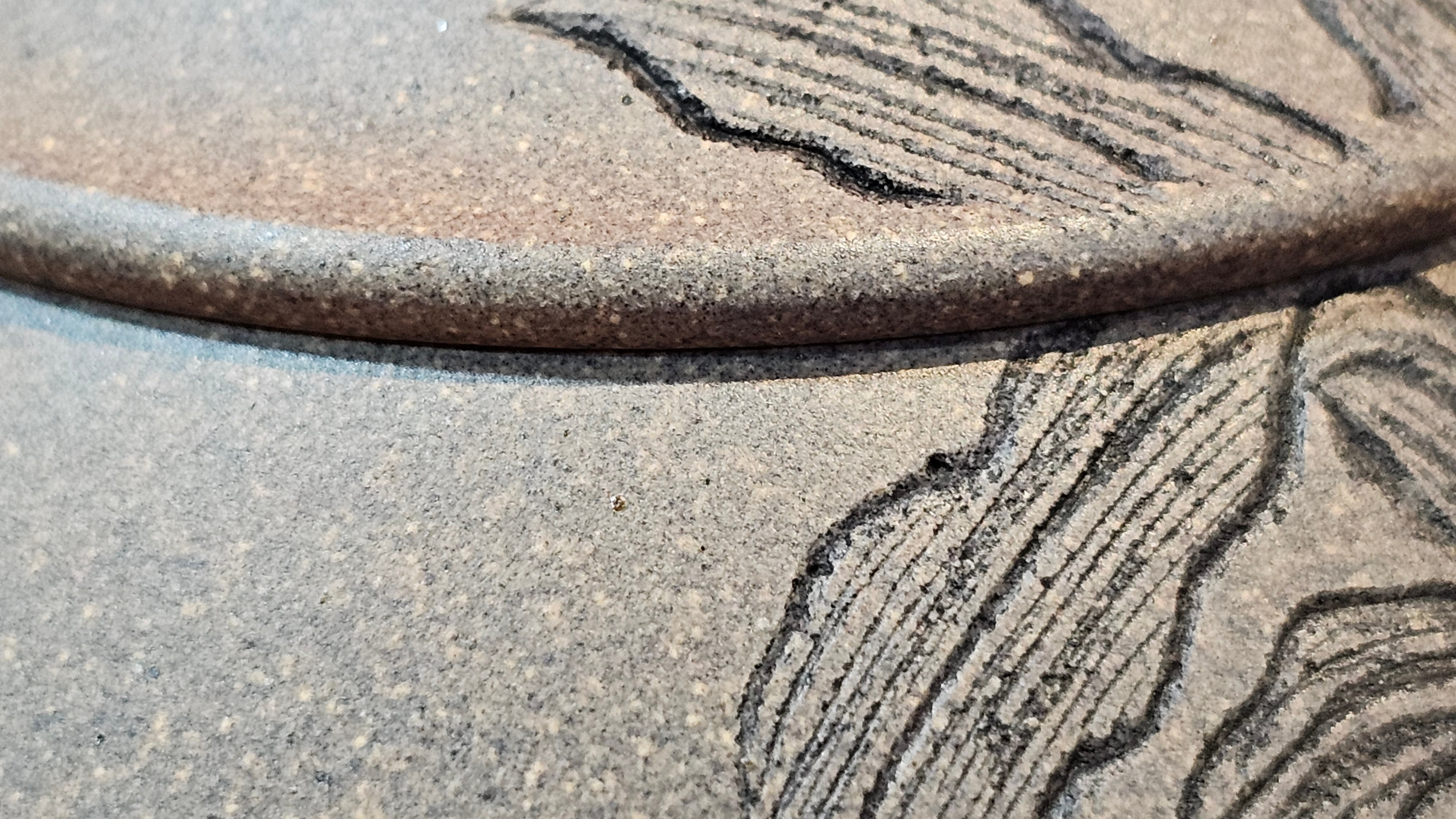 Ban Yue Hu《半月壶》~ "Half Moon Pot", 140.8ml, Qing Hui Duan 青灰段泥, by our Craftsman Zhang Huan 张欢, "Qing Gong Tu" 清供图 Engraving by Craftsman Nan Shan Lao Ren 南山老人 ~ Congratulations to Ms M.L.! 0831hrs 10th August 2025! Phoenix, AZ!