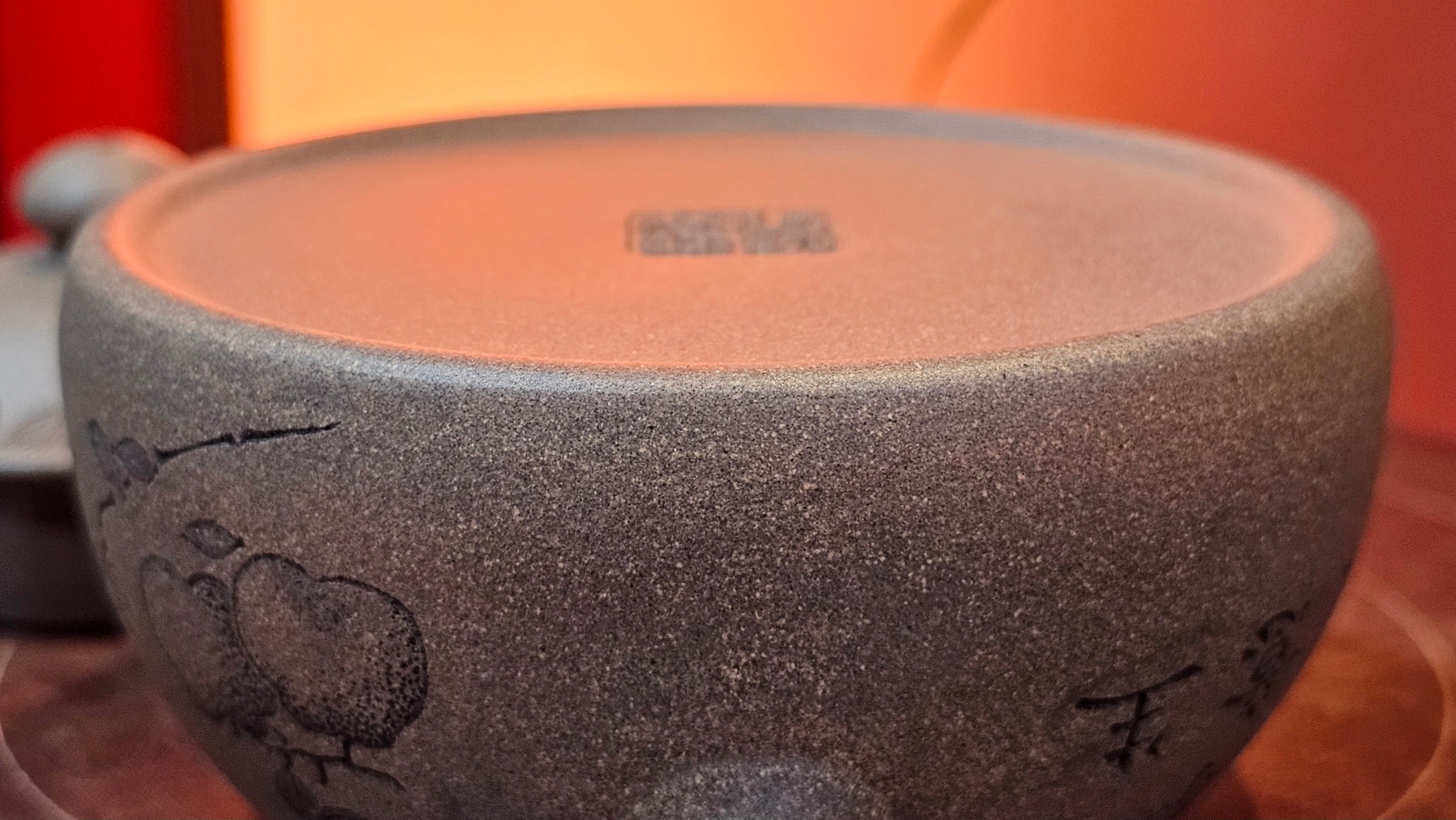 Ban Yue Hu《半月壶》~ "Half Moon Pot", 140.8ml, Qing Hui Duan 青灰段泥, by our Craftsman Zhang Huan 张欢, "Qing Gong Tu" 清供图 Engraving by Craftsman Nan Shan Lao Ren 南山老人 ~ Congratulations to Ms M.L.! 0831hrs 10th August 2025! Phoenix, AZ!