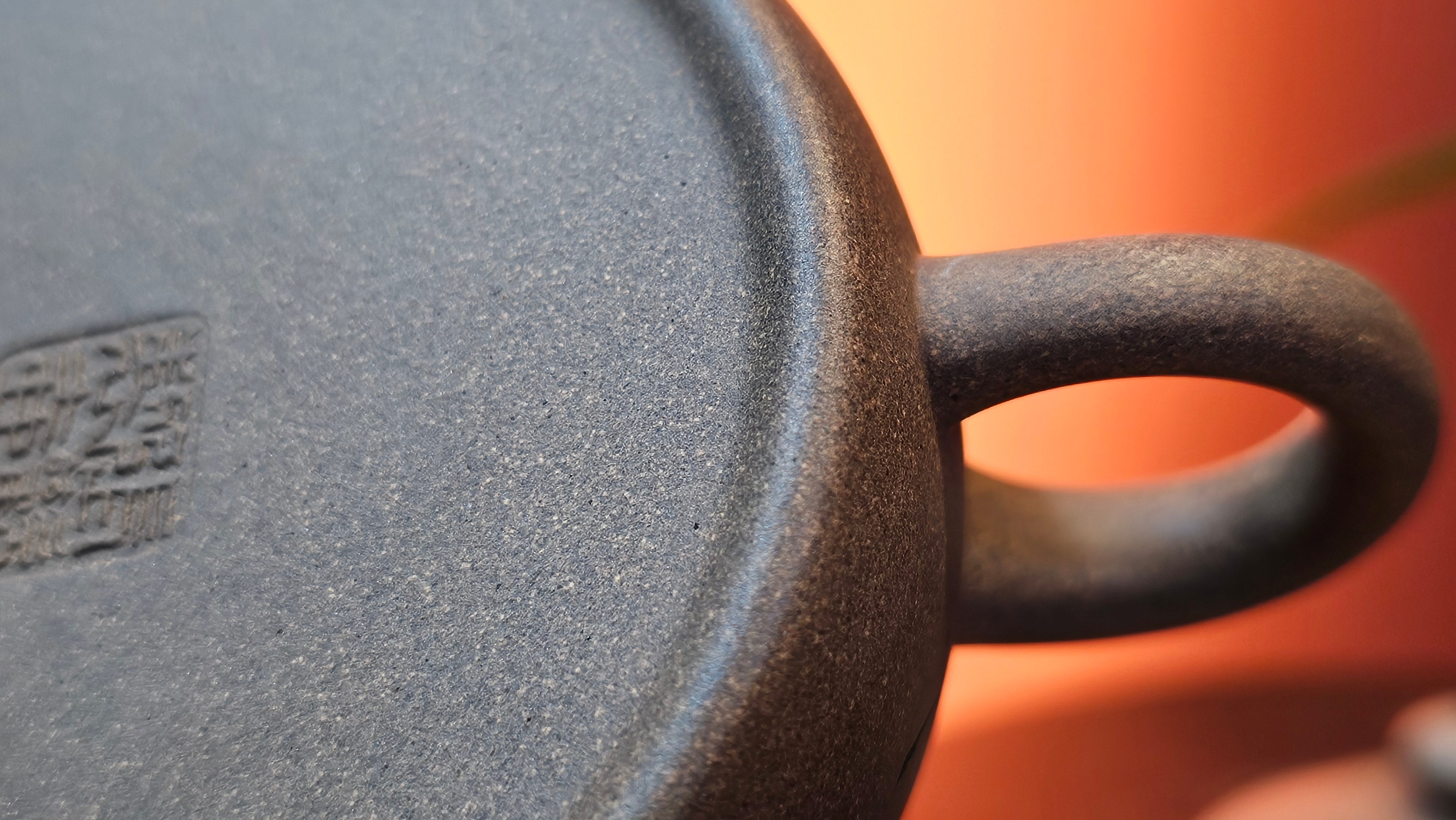 Ban Yue Hu《半月壶》~ "Half Moon Pot", 140.8ml, Qing Hui Duan 青灰段泥, by our Craftsman Zhang Huan 张欢, "Qing Gong Tu" 清供图 Engraving by Craftsman Nan Shan Lao Ren 南山老人 ~ Congratulations to Ms M.L.! 0831hrs 10th August 2025! Phoenix, AZ!