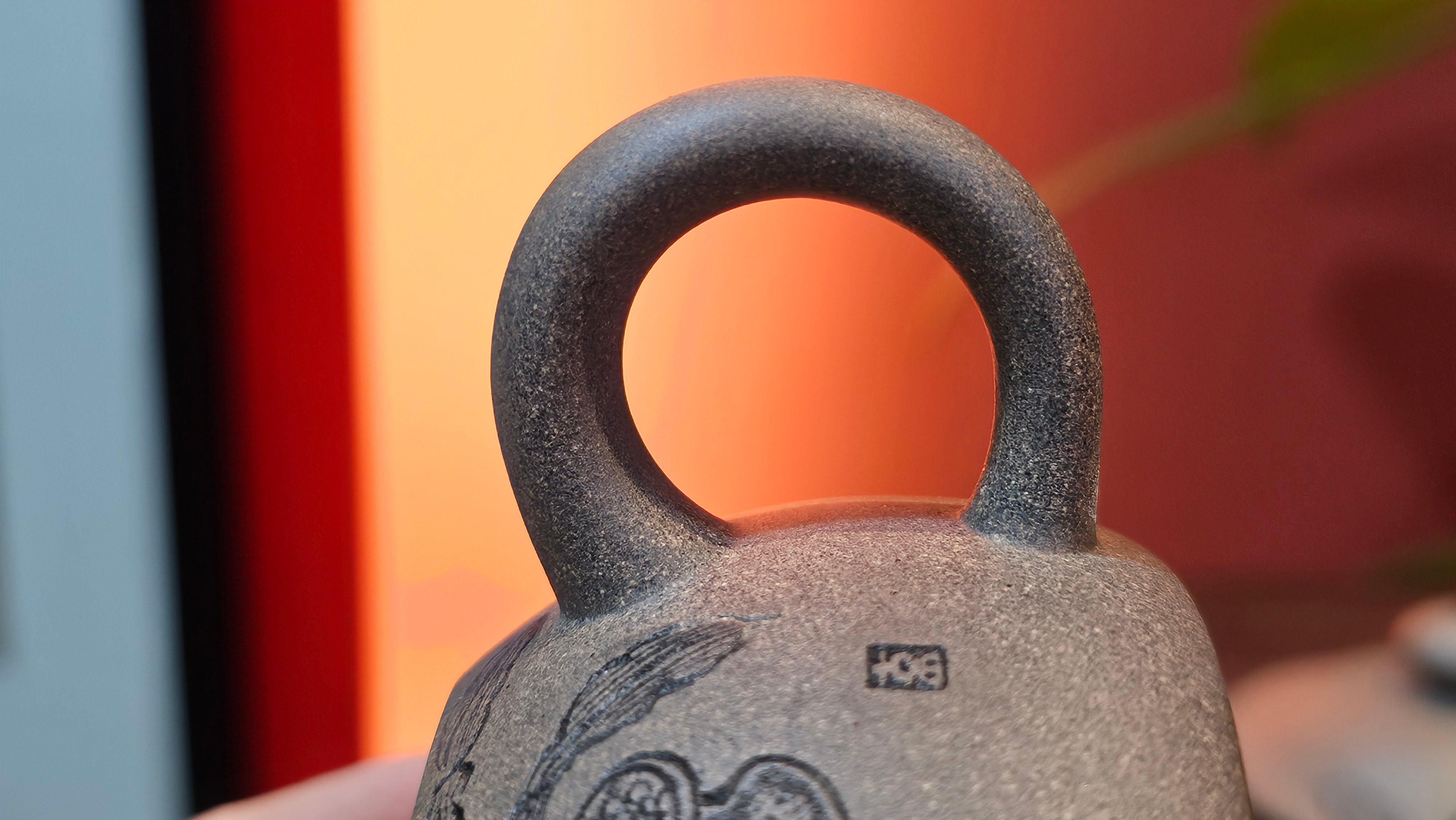 Ban Yue Hu《半月壶》~ "Half Moon Pot", 140.8ml, Qing Hui Duan 青灰段泥, by our Craftsman Zhang Huan 张欢, "Qing Gong Tu" 清供图 Engraving by Craftsman Nan Shan Lao Ren 南山老人 ~ Congratulations to Ms M.L.! 0831hrs 10th August 2025! Phoenix, AZ!