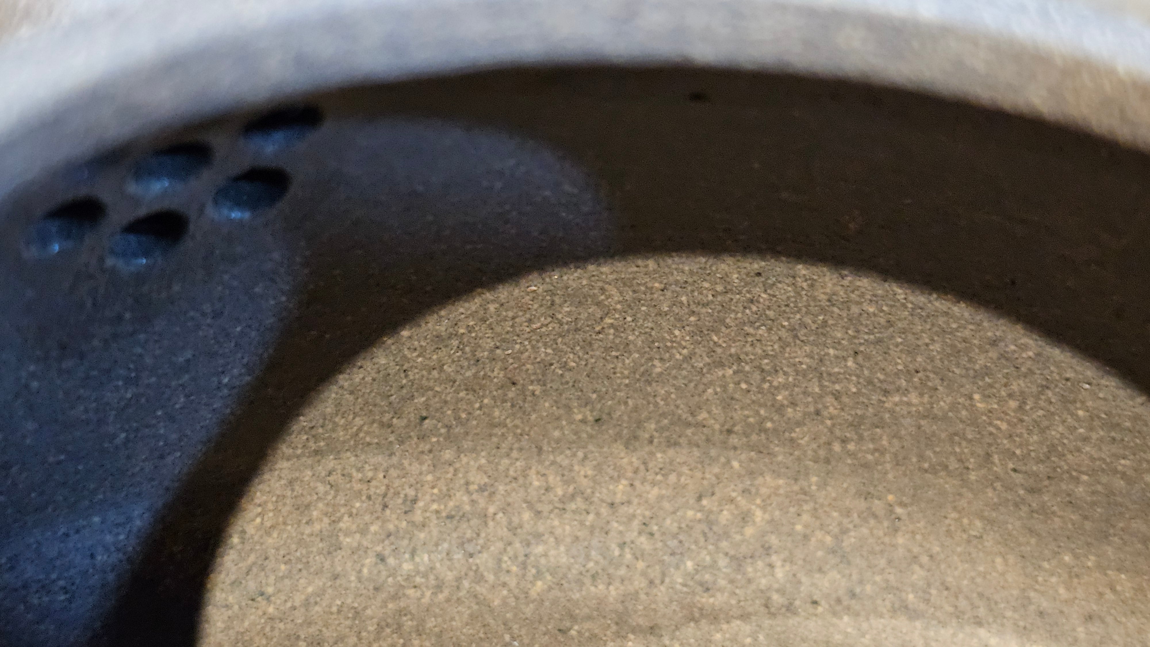 Ban Yue Hu《半月壶》~ "Half Moon Pot", 140.8ml, Qing Hui Duan 青灰段泥, by our Craftsman Zhang Huan 张欢, "Qing Gong Tu" 清供图 Engraving by Craftsman Nan Shan Lao Ren 南山老人 ~ Congratulations to Ms M.L.! 0831hrs 10th August 2025! Phoenix, AZ!