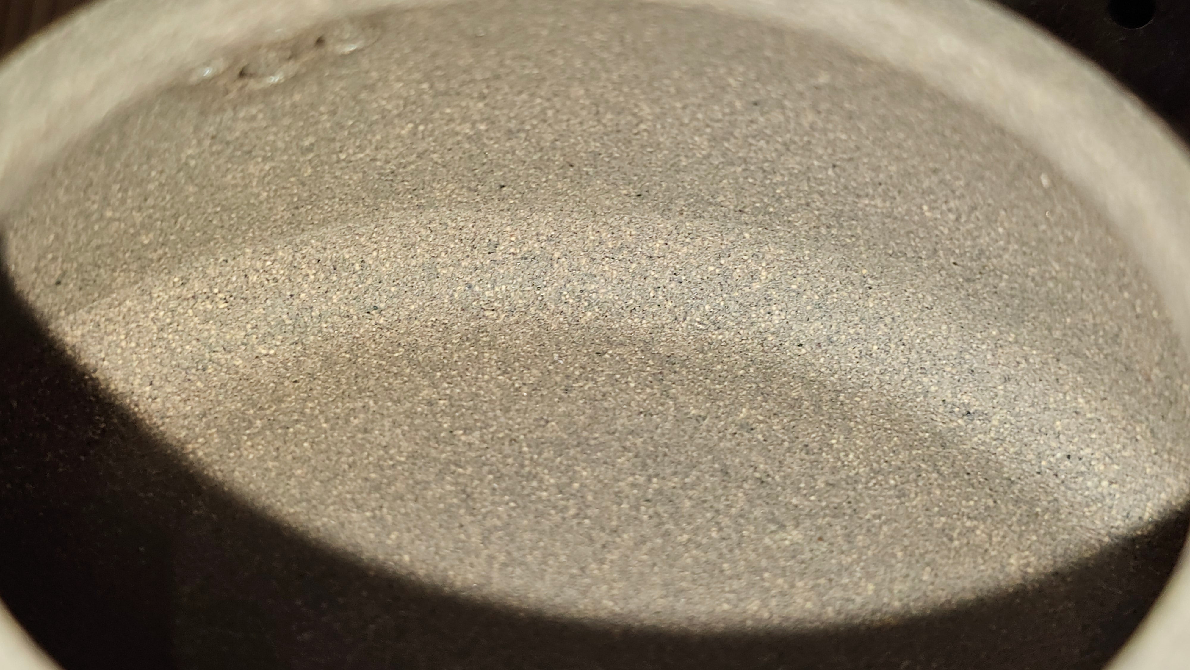 Ban Yue Hu《半月壶》~ "Half Moon Pot", 140.8ml, Qing Hui Duan 青灰段泥, by our Craftsman Zhang Huan 张欢, "Qing Gong Tu" 清供图 Engraving by Craftsman Nan Shan Lao Ren 南山老人 ~ Congratulations to Ms M.L.! 0831hrs 10th August 2025! Phoenix, AZ!