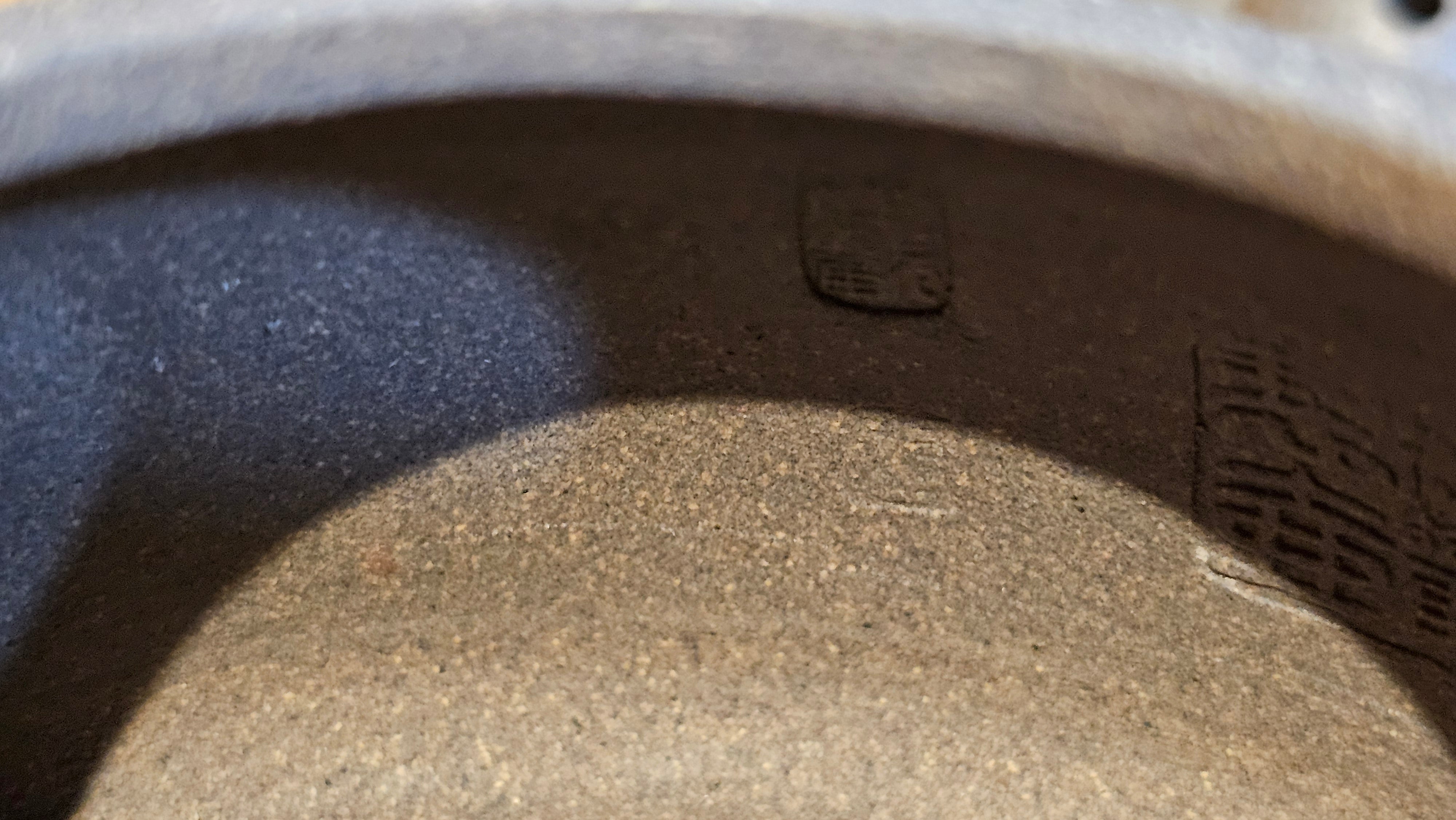 Ban Yue Hu《半月壶》~ "Half Moon Pot", 140.8ml, Qing Hui Duan 青灰段泥, by our Craftsman Zhang Huan 张欢, "Qing Gong Tu" 清供图 Engraving by Craftsman Nan Shan Lao Ren 南山老人 ~ Congratulations to Ms M.L.! 0831hrs 10th August 2025! Phoenix, AZ!