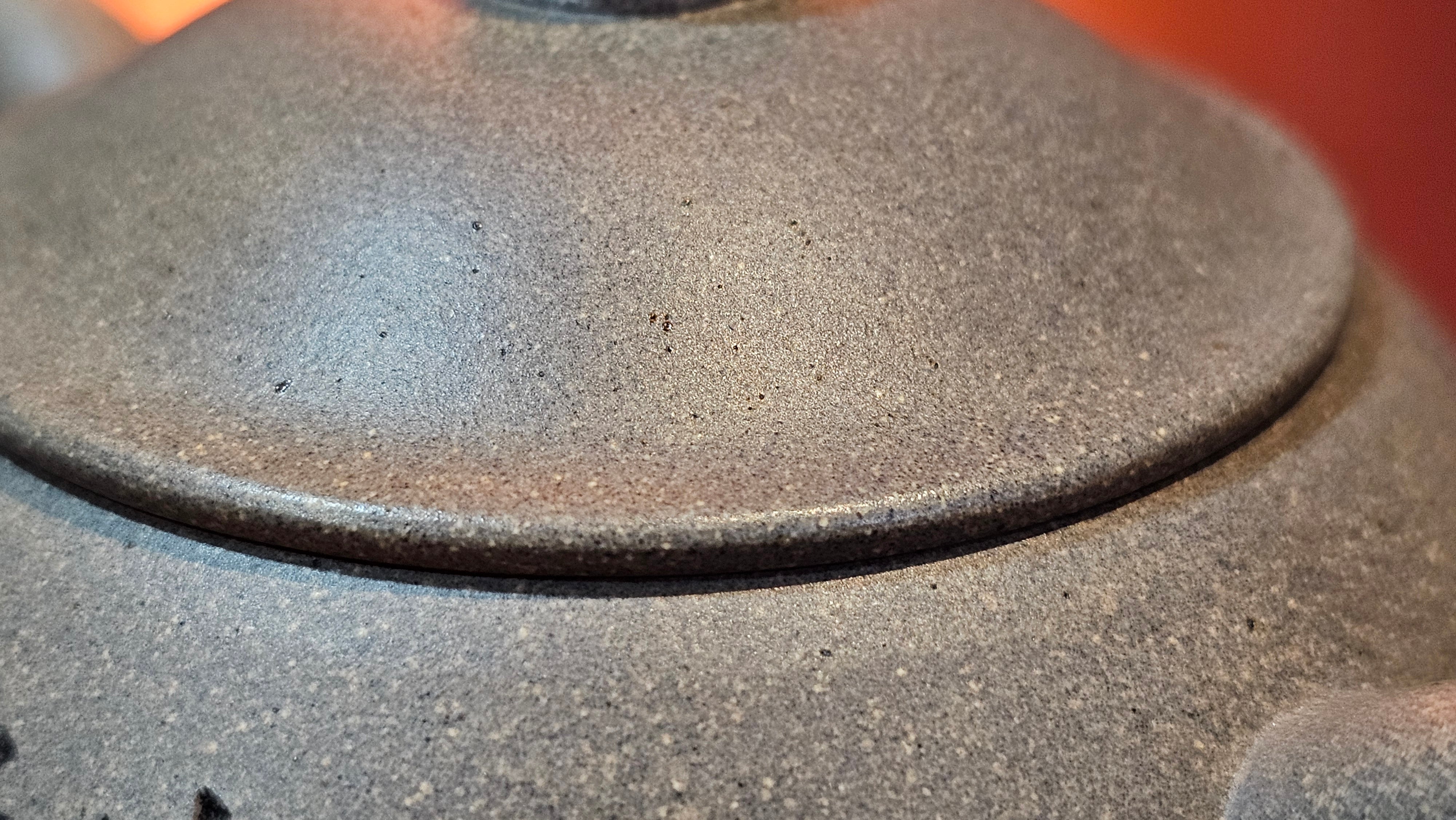 Ban Yue Hu《半月壶》~ "Half Moon Pot", 136.8ml, Qing Hui Duan 青灰段泥, by our Craftsman Zhang Huan 张欢, "Qing Gong Tu" 清供图 Engraving by Craftsman Nan Shan Lao Ren 南山老人 ~ Congratulations to Ms J.C.! 1243hrs 10th August 2025, Los Angeles, CA!