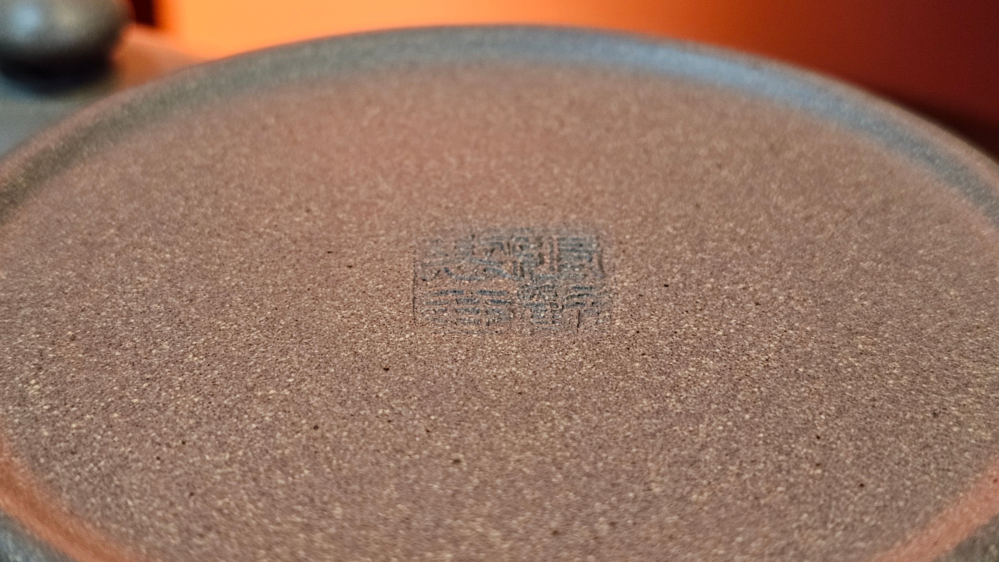 Ban Yue Hu《半月壶》~ "Half Moon Pot", 136.8ml, Qing Hui Duan 青灰段泥, by our Craftsman Zhang Huan 张欢, "Qing Gong Tu" 清供图 Engraving by Craftsman Nan Shan Lao Ren 南山老人 ~ Congratulations to Ms J.C.! 1243hrs 10th August 2025, Los Angeles, CA!