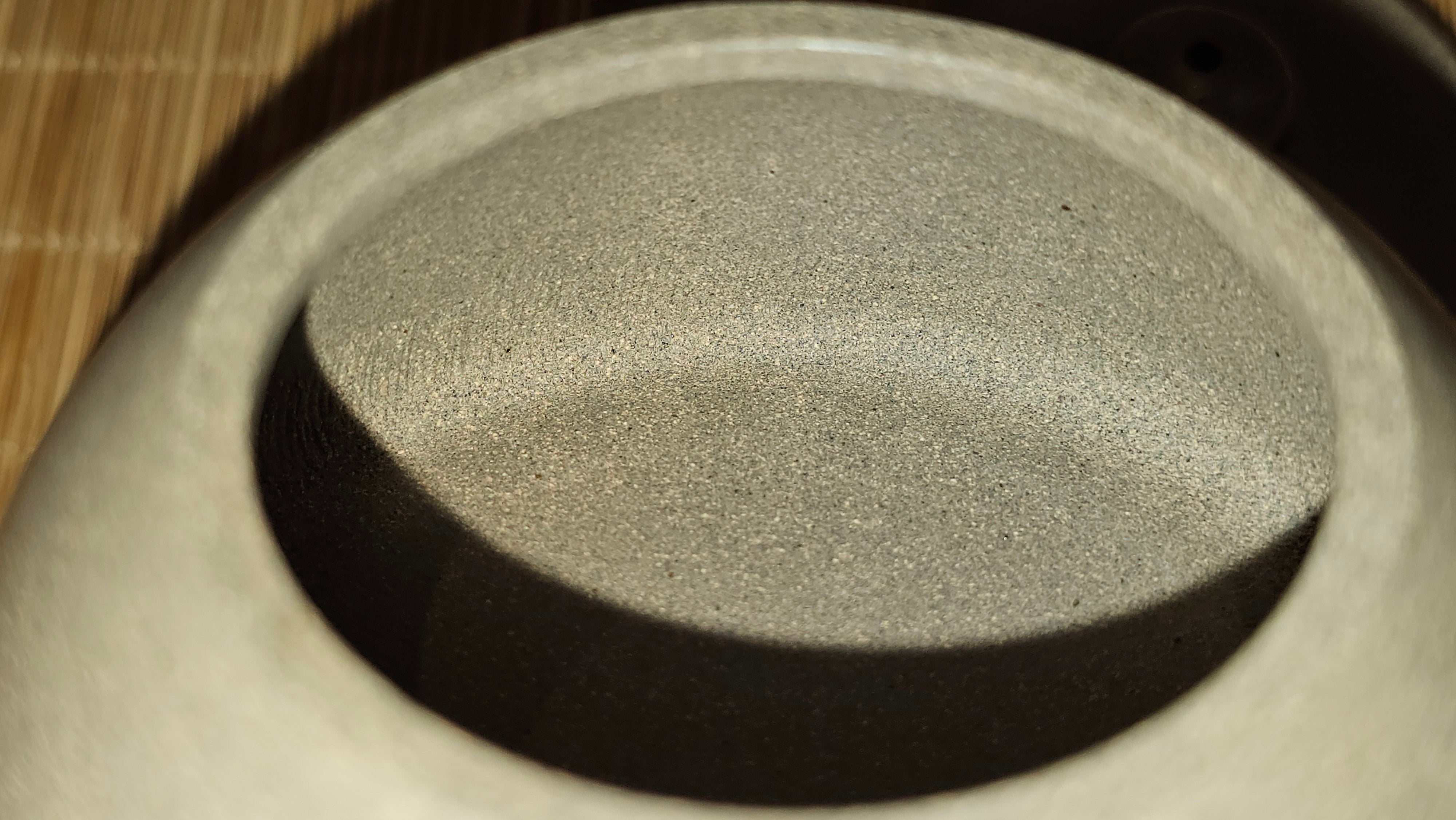 Ban Yue Hu《半月壶》~ "Half Moon Pot", 136.8ml, Qing Hui Duan 青灰段泥, by our Craftsman Zhang Huan 张欢, "Qing Gong Tu" 清供图 Engraving by Craftsman Nan Shan Lao Ren 南山老人 ~ Congratulations to Ms J.C.! 1243hrs 10th August 2025, Los Angeles, CA!