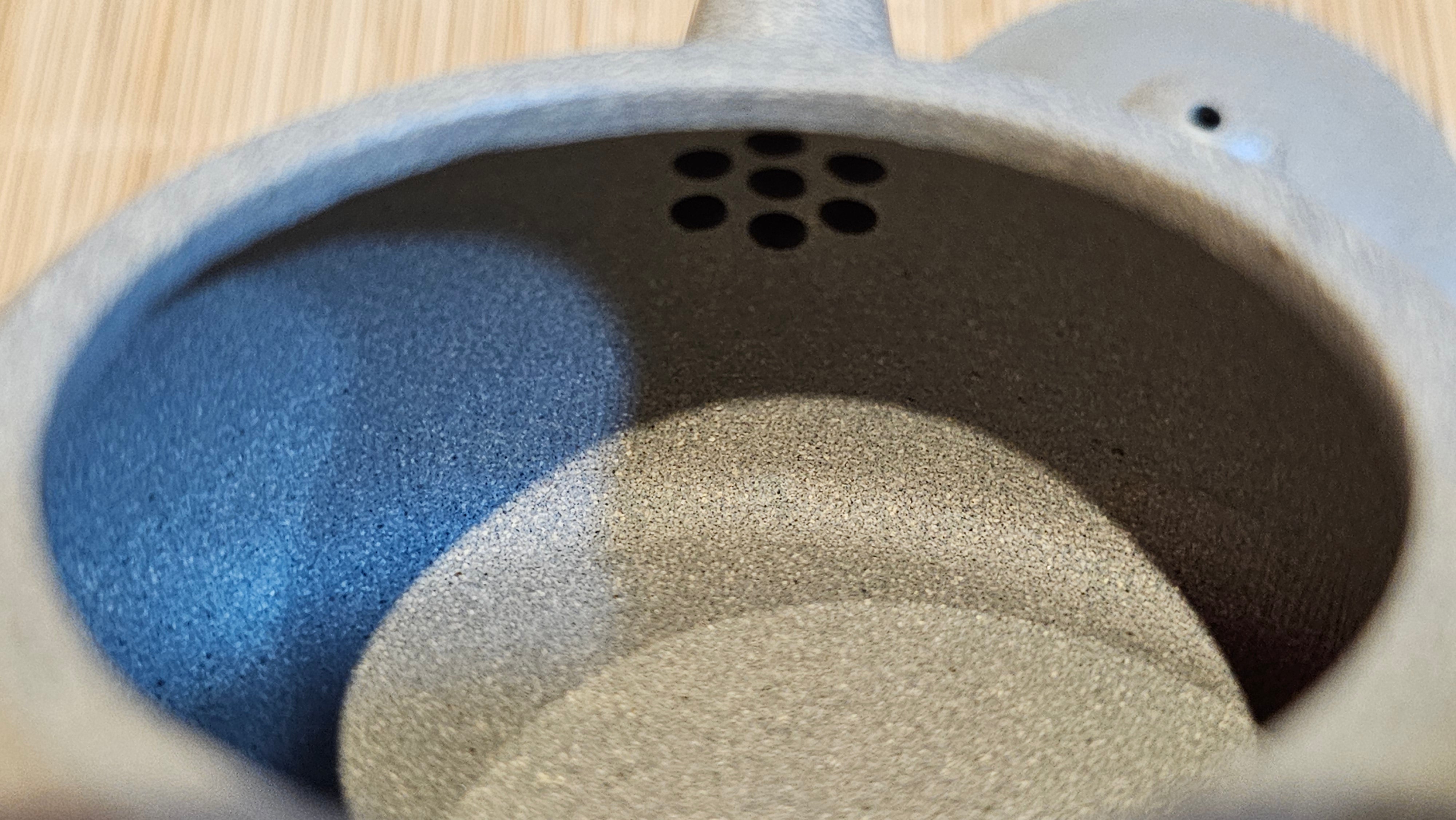 Ban Yue Hu《半月壶》~ "Half Moon Pot", 136.8ml, Qing Hui Duan 青灰段泥, by our Craftsman Zhang Huan 张欢, "Qing Gong Tu" 清供图 Engraving by Craftsman Nan Shan Lao Ren 南山老人 ~ Congratulations to Ms J.C.! 1243hrs 10th August 2025, Los Angeles, CA!