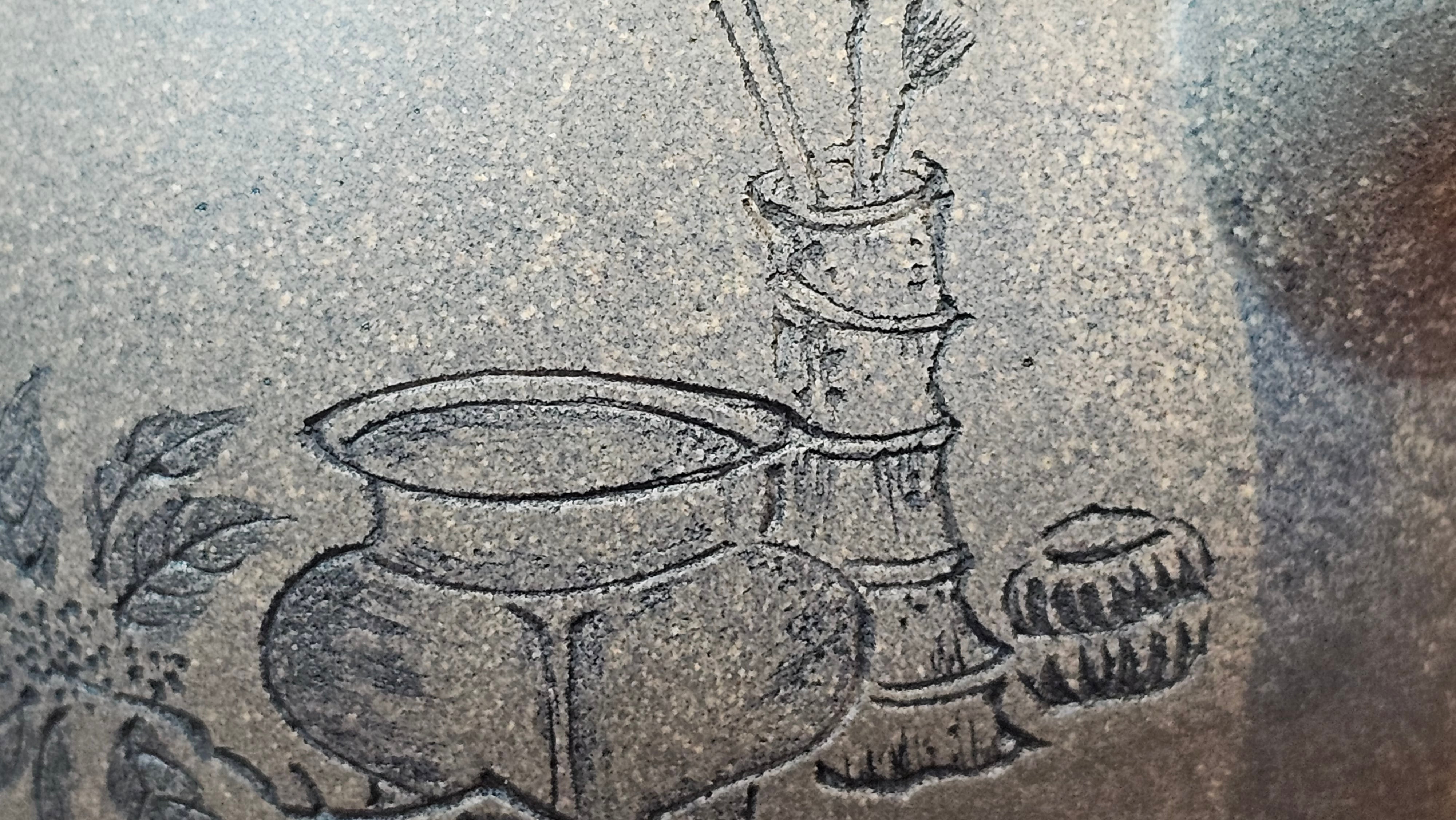 Ban Yue Hu《半月壶》~ "Half Moon Pot", 141.8ml, Qing Hui Duan 青灰段泥, by our Craftsman Zhang Huan 张欢, "Qing Gong Tu" 清供图 Engraving by Craftsman Nan Shan Lao Ren 南山老人 ~ Congratulations to!Mr T.A.! 2112hrs 12th August 2025, Samorin! Slovakia🇸🇰.