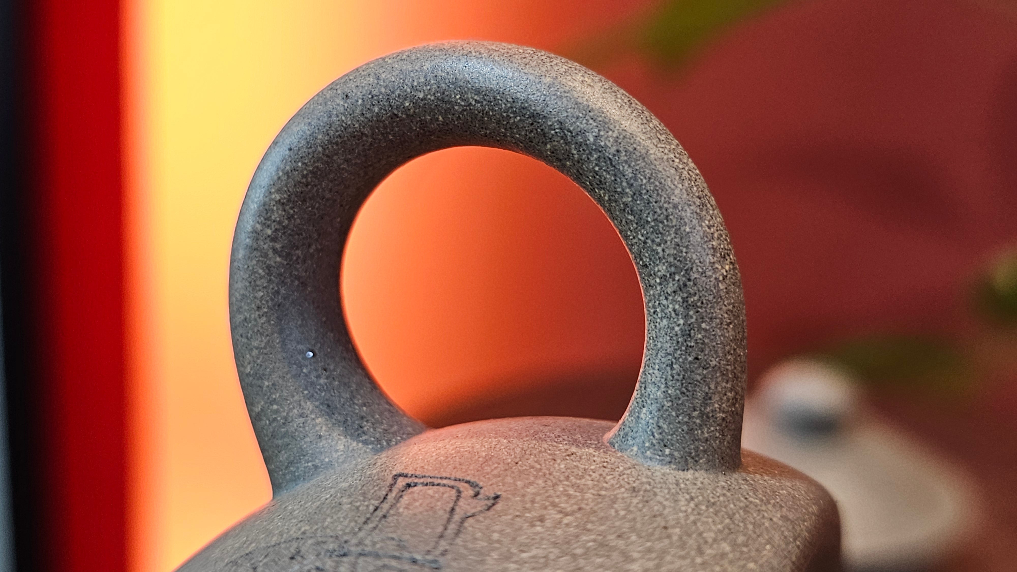 Ban Yue Hu《半月壶》~ "Half Moon Pot", 133.7ml, Qing Hui Duan 青灰段泥, by our Craftsman Zhang Huan 张欢, "Qing Gong Tu" 清供图 Engraving by Craftsman Nan Shan Lao Ren 南山老人 ~!Congratulations to Mr J.S.! 1114hrs 15th August 2025, Chicago, IL!