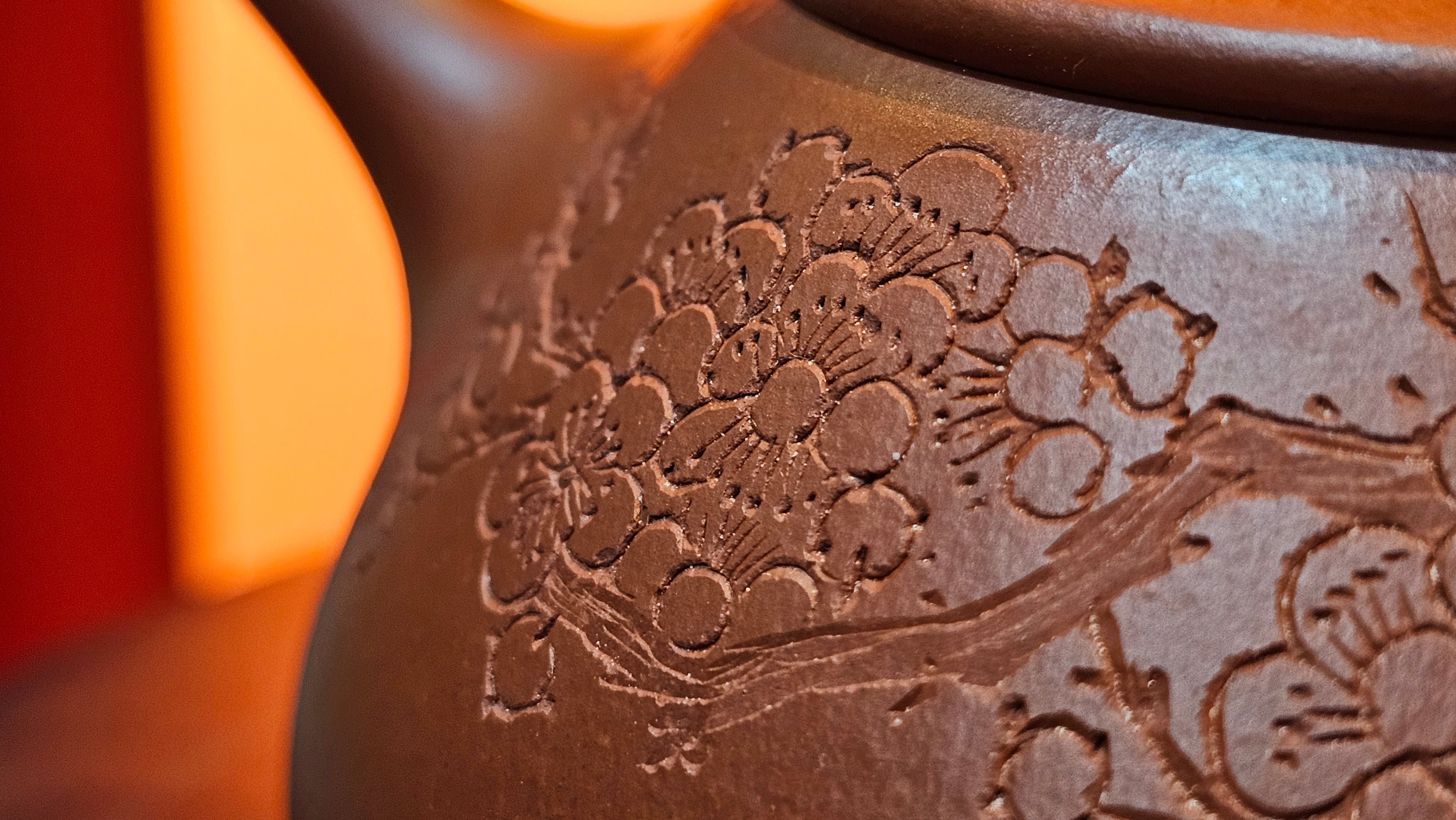 Jing Zhou Shi Piao 景舟石瓢, 257.3ml, Xiao Mei Yao Zhu Ni 小煤窑朱泥, by Craftsman Wang Xing 王兴; "暗香疏影" and Plum Blossoms Engraving by Craftsman Yi De Shu 一德书 ~ Congratulations to Mr K.F.! 1455hrs 17th August 2025, Chamblee, GA!