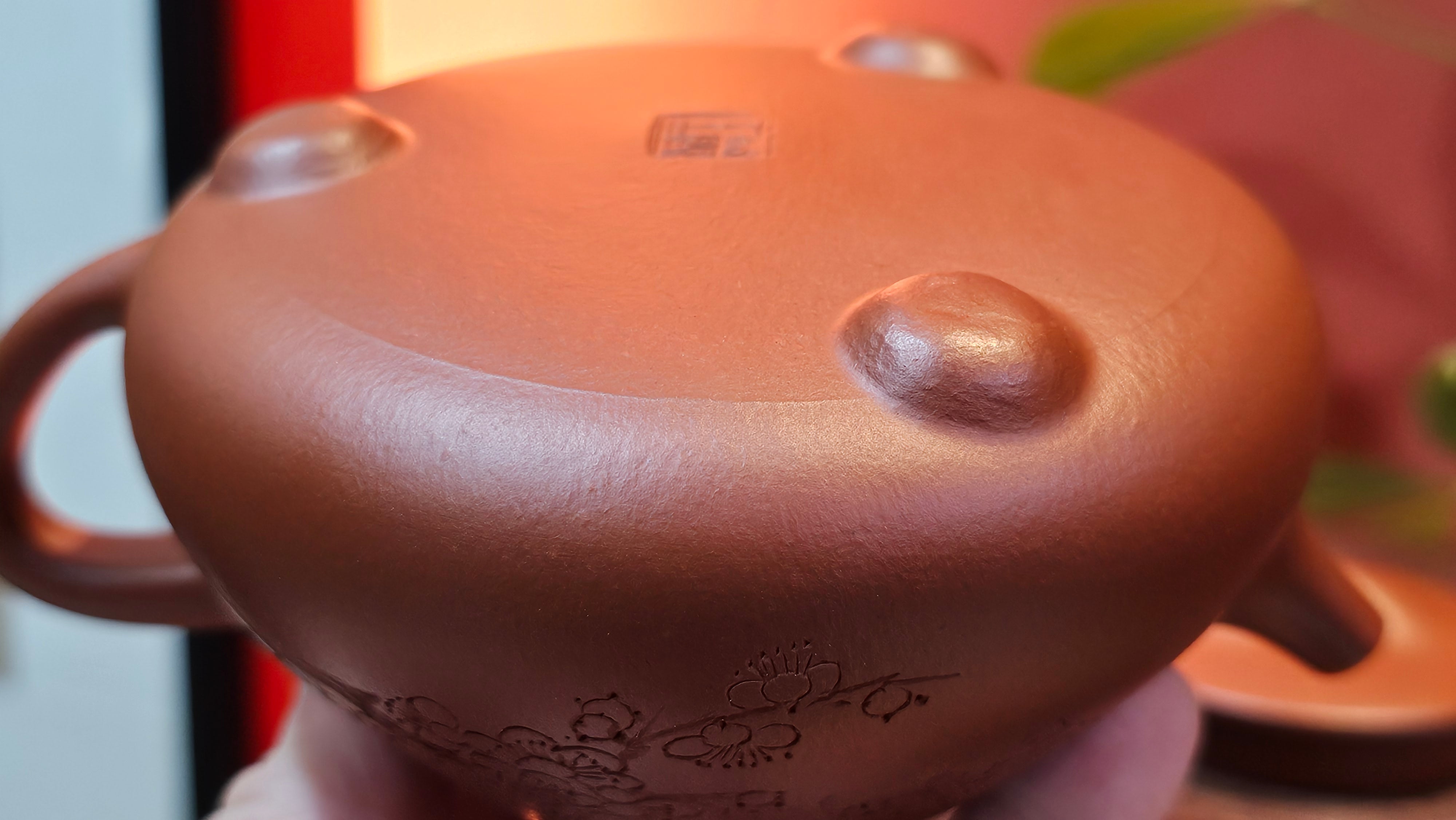 Jing Zhou Shi Piao 景舟石瓢, 257.3ml, Xiao Mei Yao Zhu Ni 小煤窑朱泥, by Craftsman Wang Xing 王兴; "暗香疏影" and Plum Blossoms Engraving by Craftsman Yi De Shu 一德书 ~ Congratulations to Mr K.F.! 1455hrs 17th August 2025, Chamblee, GA!