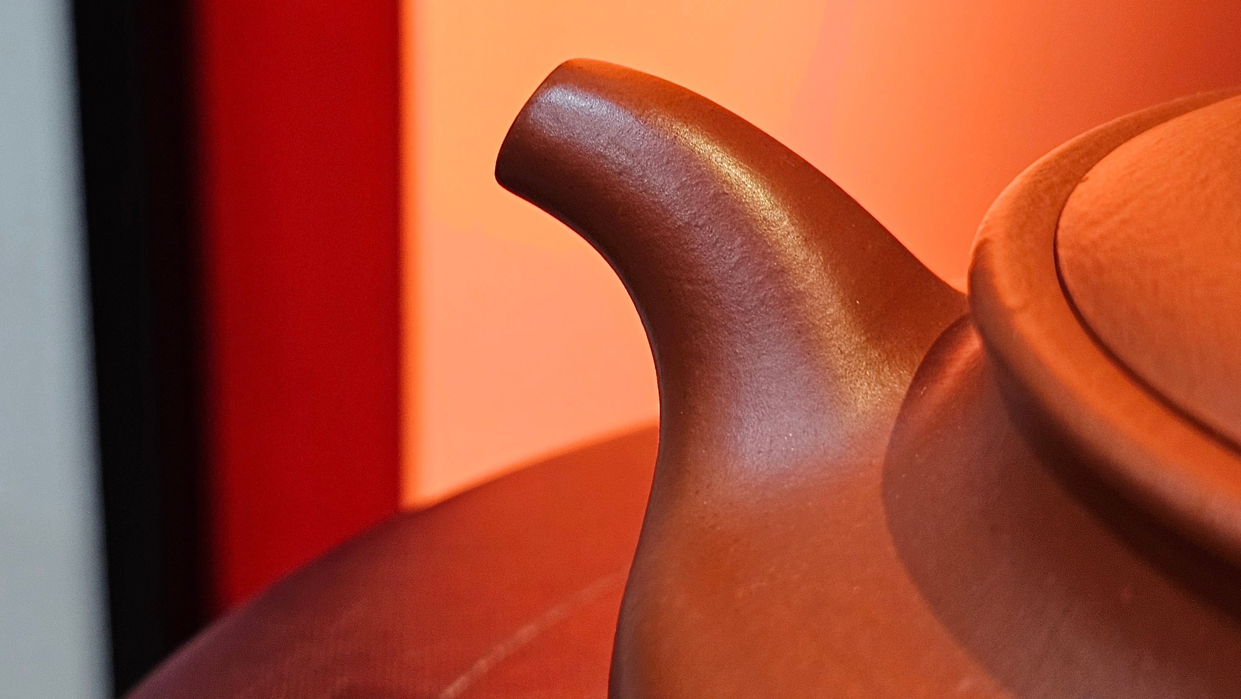 Hua Ting 华庭, 203.8ml (complex, large: 14cm long, 10cm wide), Xiao Mei Yao Zhu Ni 小煤窑朱泥,  by Craftsman Chen Yue Fei 陈跃飞, Engraving by Craftsman Yi De Shu 一德书 ~ Congratulations to Mr T.M.! 1229hrs 11th Sept 2025, Casper, WY!