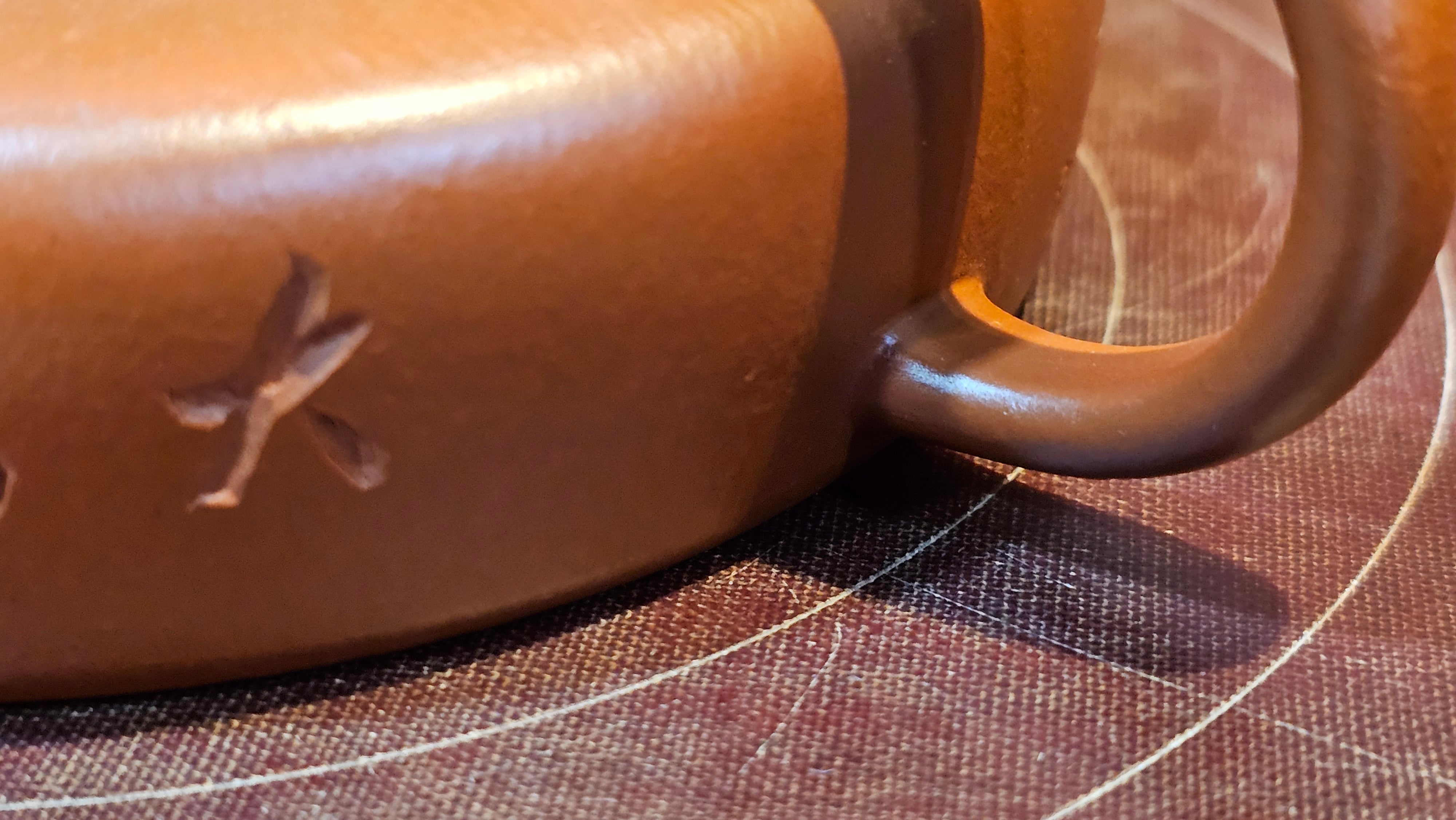 Hua Ting 华庭, 203.8ml (complex, large: 14cm long, 10cm wide), Xiao Mei Yao Zhu Ni 小煤窑朱泥,  by Craftsman Chen Yue Fei 陈跃飞, Engraving by Craftsman Yi De Shu 一德书 ~ Congratulations to Mr T.M.! 1229hrs 11th Sept 2025, Casper, WY!