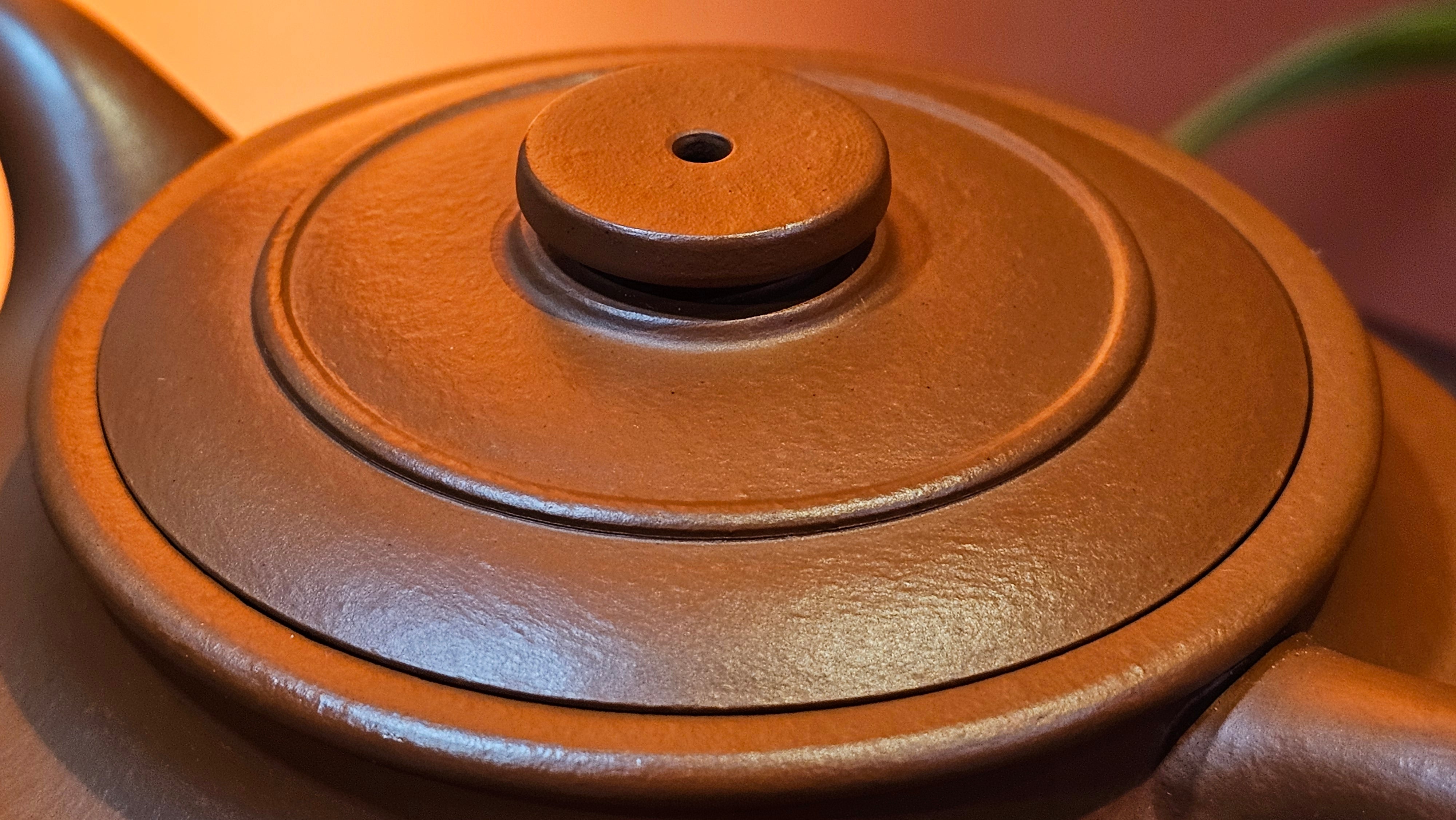 Hua Ting 华庭, 203.8ml (complex, large: 14cm long, 10cm wide), Xiao Mei Yao Zhu Ni 小煤窑朱泥,  by Craftsman Chen Yue Fei 陈跃飞, Engraving by Craftsman Yi De Shu 一德书 ~ Congratulations to Mr T.M.! 1229hrs 11th Sept 2025, Casper, WY!