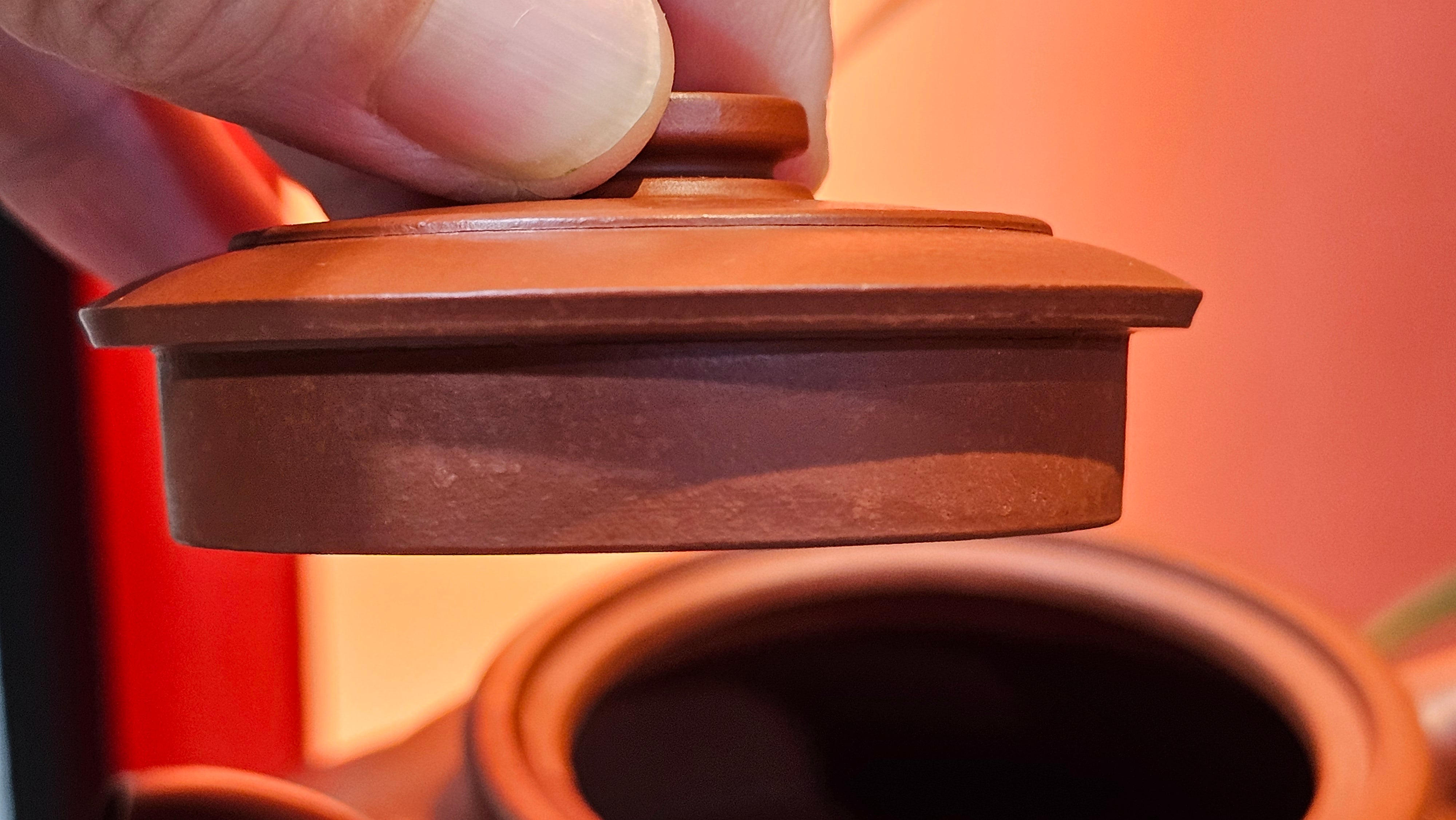 Hua Ting 华庭, 203.8ml (complex, large: 14cm long, 10cm wide), Xiao Mei Yao Zhu Ni 小煤窑朱泥,  by Craftsman Chen Yue Fei 陈跃飞, Engraving by Craftsman Yi De Shu 一德书 ~ Congratulations to Mr T.M.! 1229hrs 11th Sept 2025, Casper, WY!