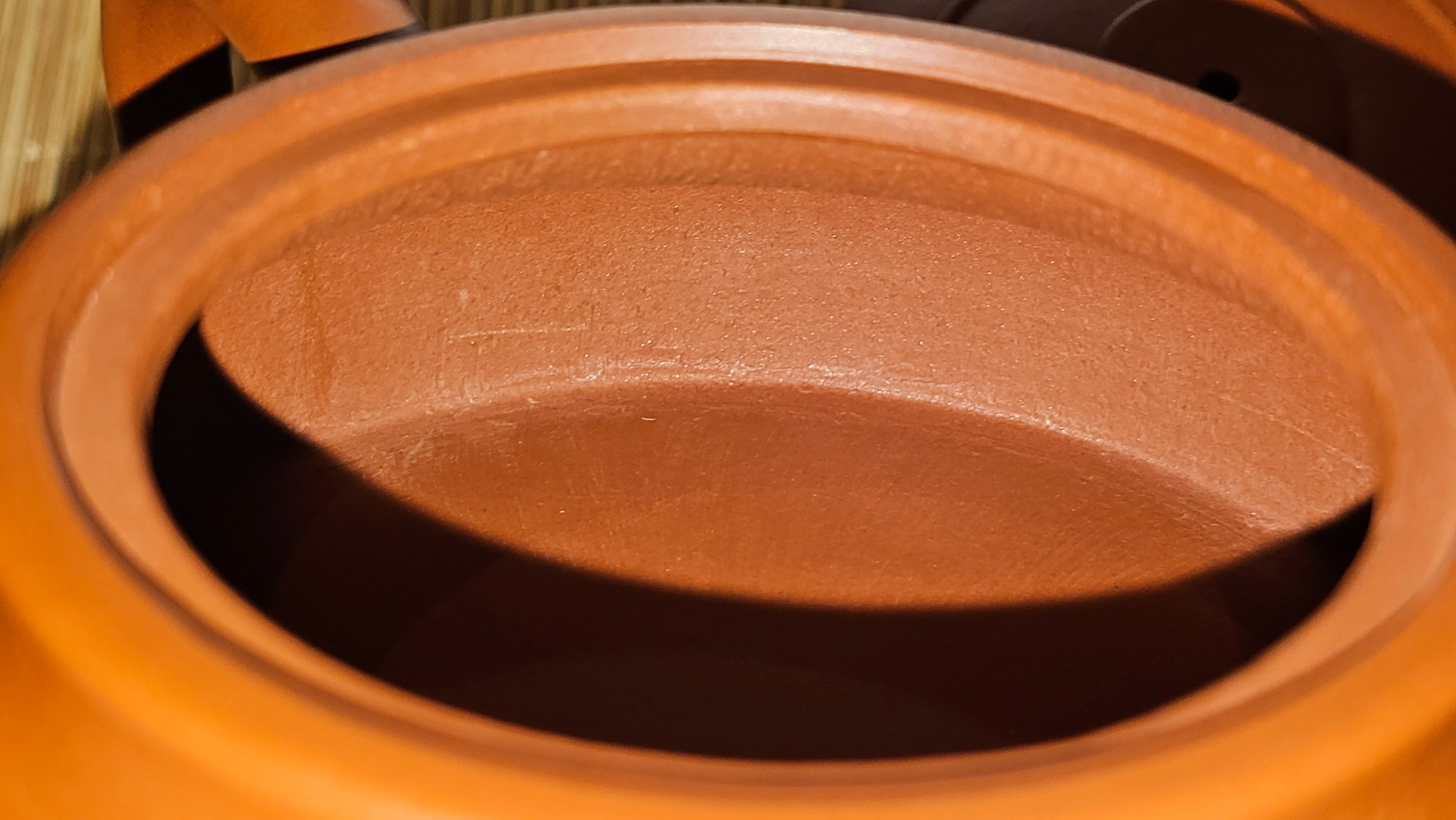 Hua Ting 华庭, 203.8ml (complex, large: 14cm long, 10cm wide), Xiao Mei Yao Zhu Ni 小煤窑朱泥,  by Craftsman Chen Yue Fei 陈跃飞, Engraving by Craftsman Yi De Shu 一德书 ~ Congratulations to Mr T.M.! 1229hrs 11th Sept 2025, Casper, WY!