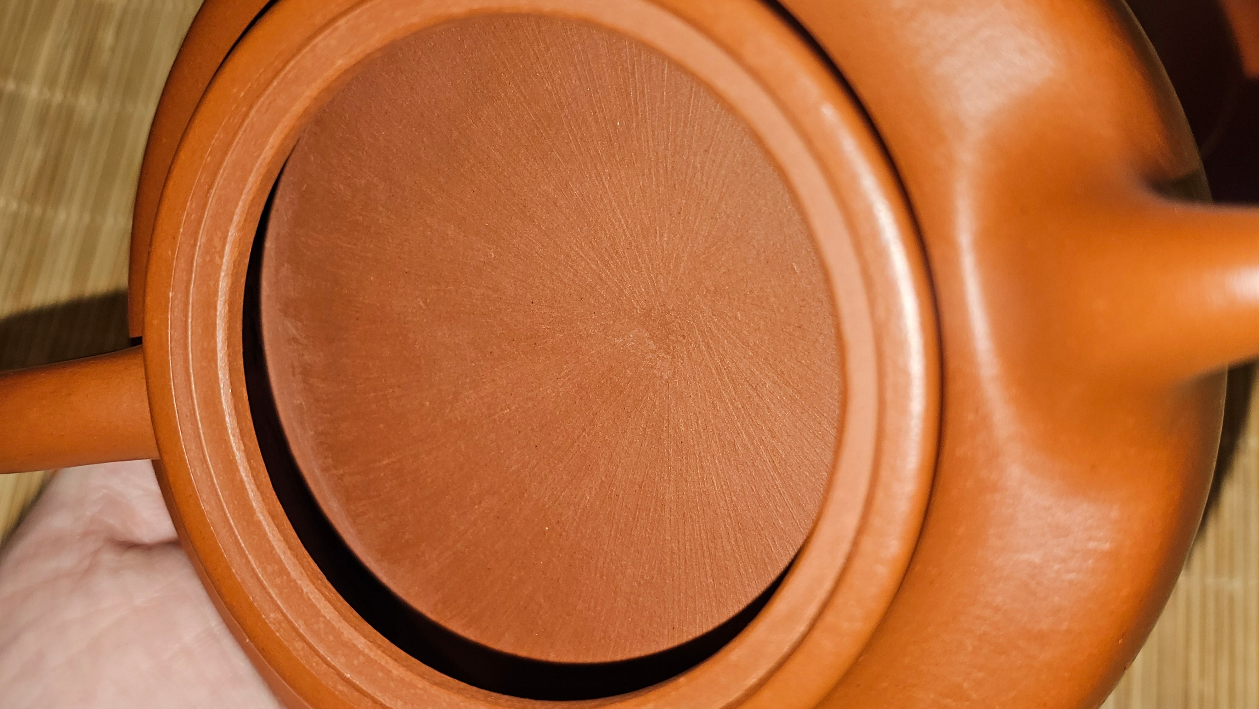 Hua Ting 华庭, 203.8ml (complex, large: 14cm long, 10cm wide), Xiao Mei Yao Zhu Ni 小煤窑朱泥,  by Craftsman Chen Yue Fei 陈跃飞, Engraving by Craftsman Yi De Shu 一德书 ~ Congratulations to Mr T.M.! 1229hrs 11th Sept 2025, Casper, WY!