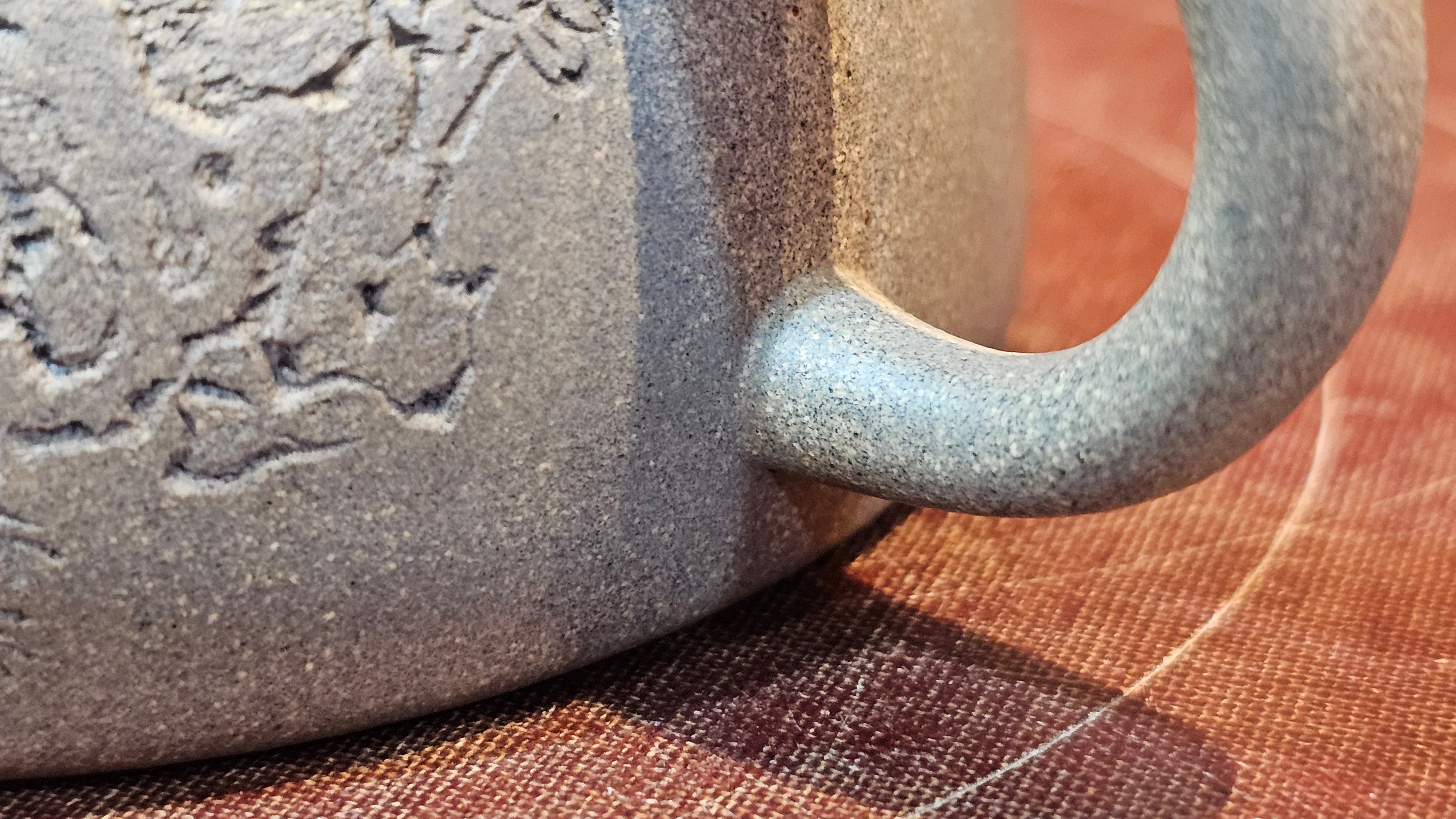 Ban Yue Hu《半月壶》~ "Half Moon Pot", 138.3ml, Qing Hui Duan 青灰段泥, by our Craftsman Zhang Huan 张欢, "Qing Gong Tu" Engraving by Craftsman Nan Shan Lao Ren 南山老人 ~ Congrats to!Tea Sommr A.M., 2054hrs 22nd August 2025, Padua! Italy🇮🇹.