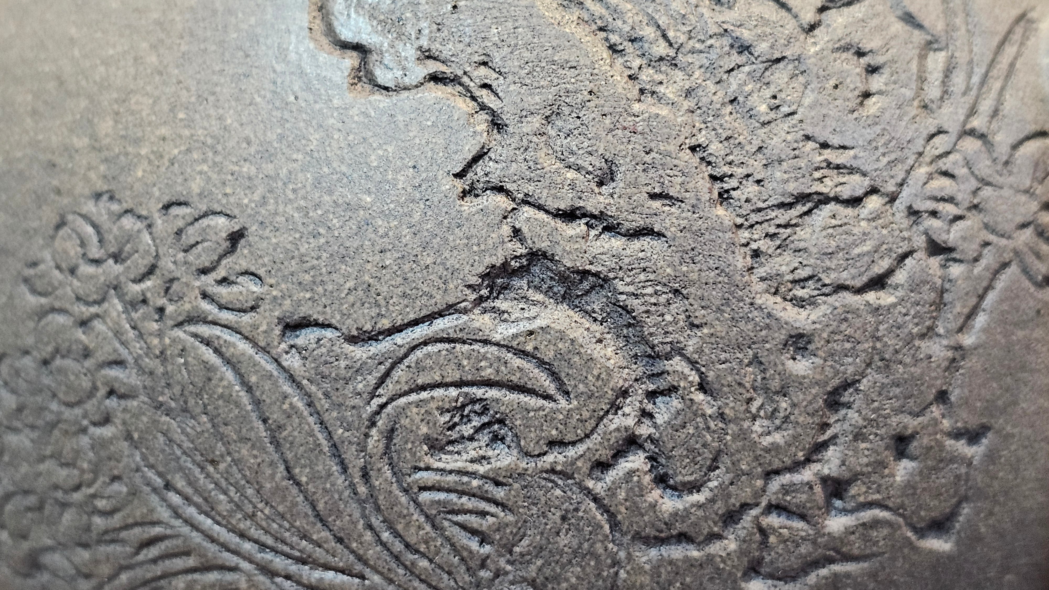 Ban Yue Hu《半月壶》~ "Half Moon Pot", 138.3ml, Qing Hui Duan 青灰段泥, by our Craftsman Zhang Huan 张欢, "Qing Gong Tu" Engraving by Craftsman Nan Shan Lao Ren 南山老人 ~ Congrats to!Tea Sommr A.M., 2054hrs 22nd August 2025, Padua! Italy🇮🇹.