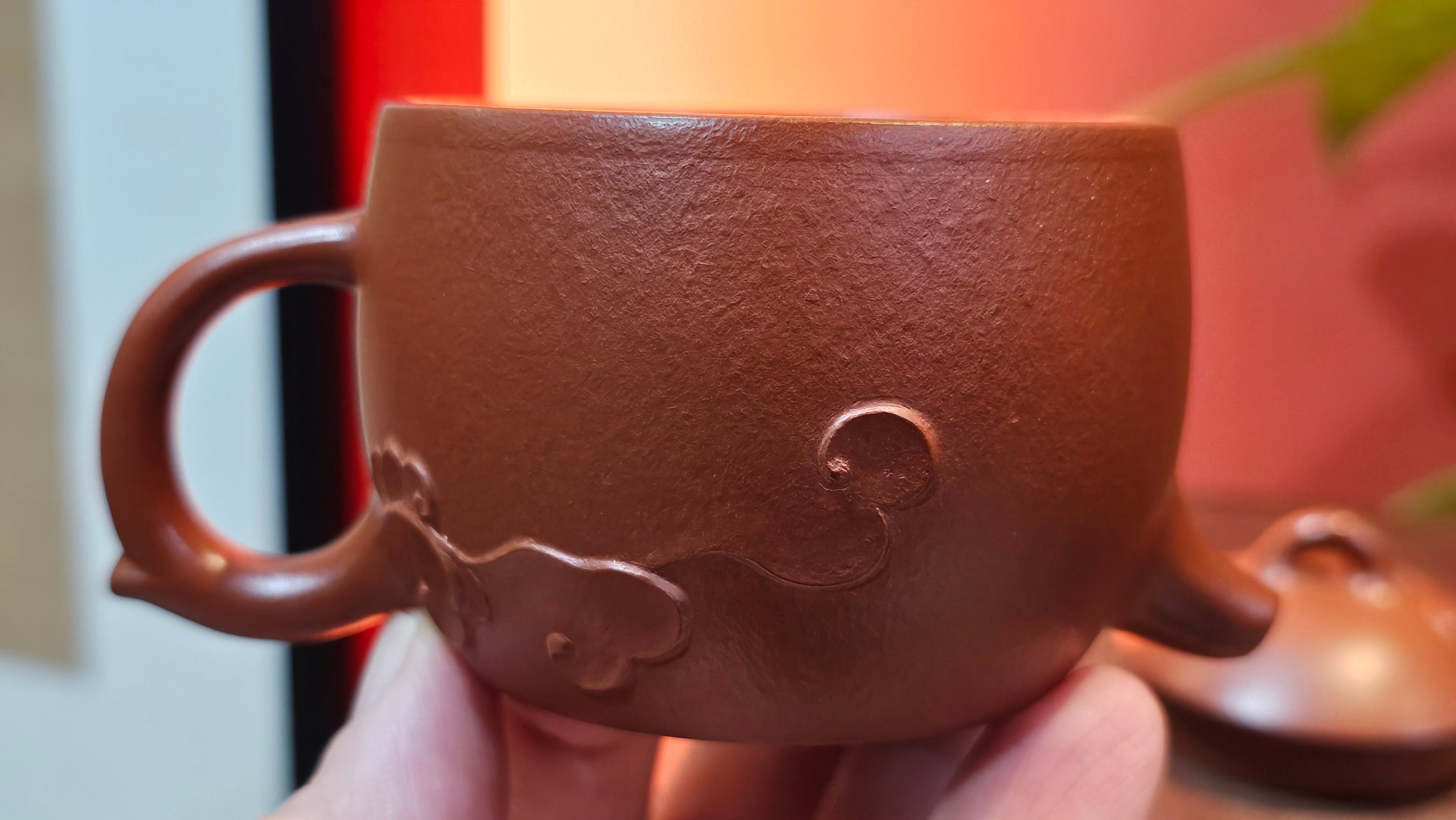 Mini! Qin Quan 秦权, with Oriental Clouds Embellishments 云朵贴花工艺, 114.6ml, Xiao Mei Yao Zhu Ni 小煤窑朱泥, by Craftsman Chen Yue Fei 陈跃飞 ~ Congratulations to Prof K.D.! 1124hrs 11th Sept 2025, San Jose! CA.