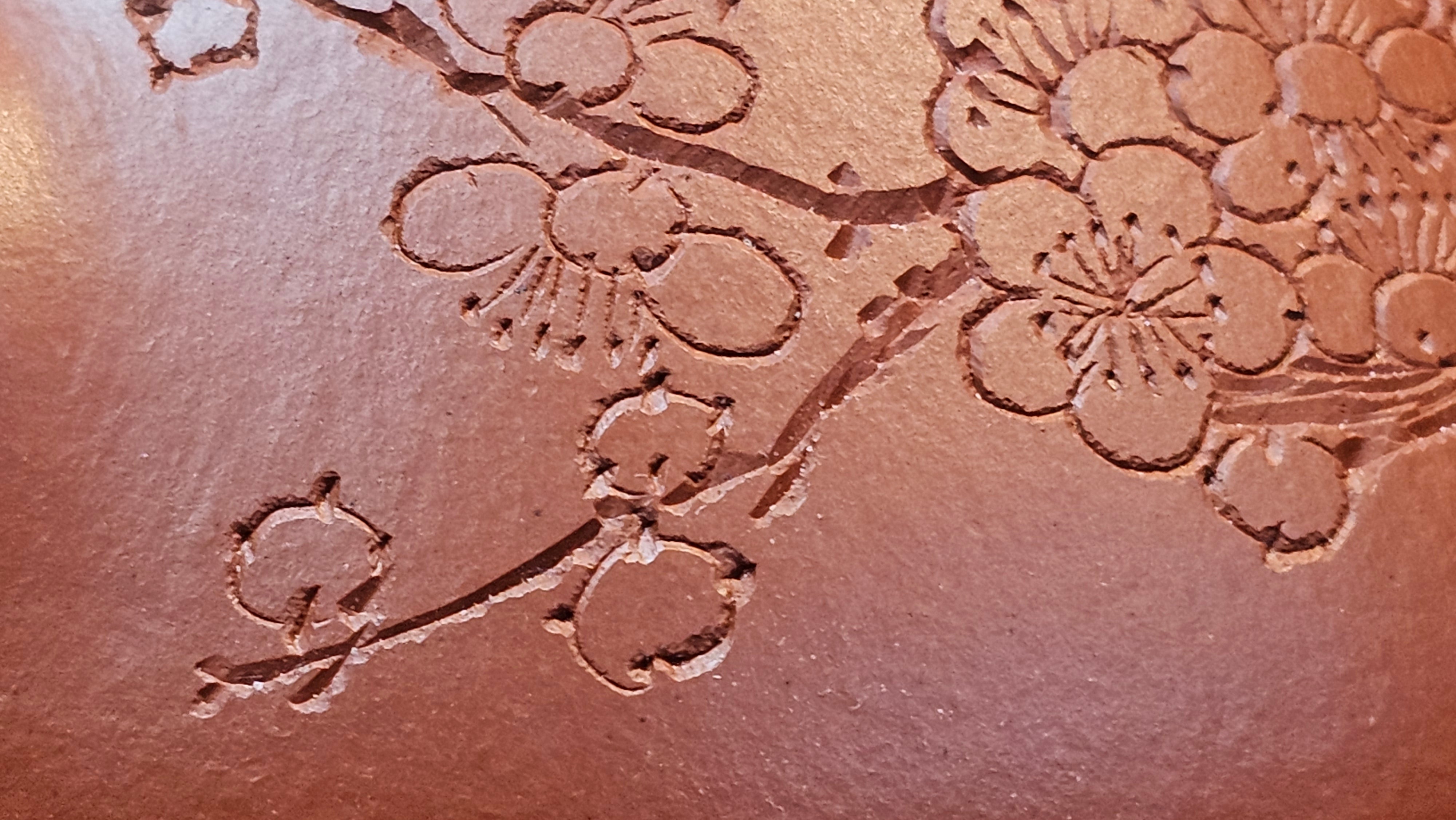 Jing Zhou Shi Piao 景舟石瓢, 283.6ml, Xiao Mei Yao Zhu Ni 小煤窑朱泥, by Craftsman Wang Xing 王兴; "暗香疏影" and Plum Blossoms Engraving by Craftsman Yi De Shu 一德书 ~ Congratulations to Mr K.S.! 2200hrs 8th Sept 2025, Tiburon, CA!