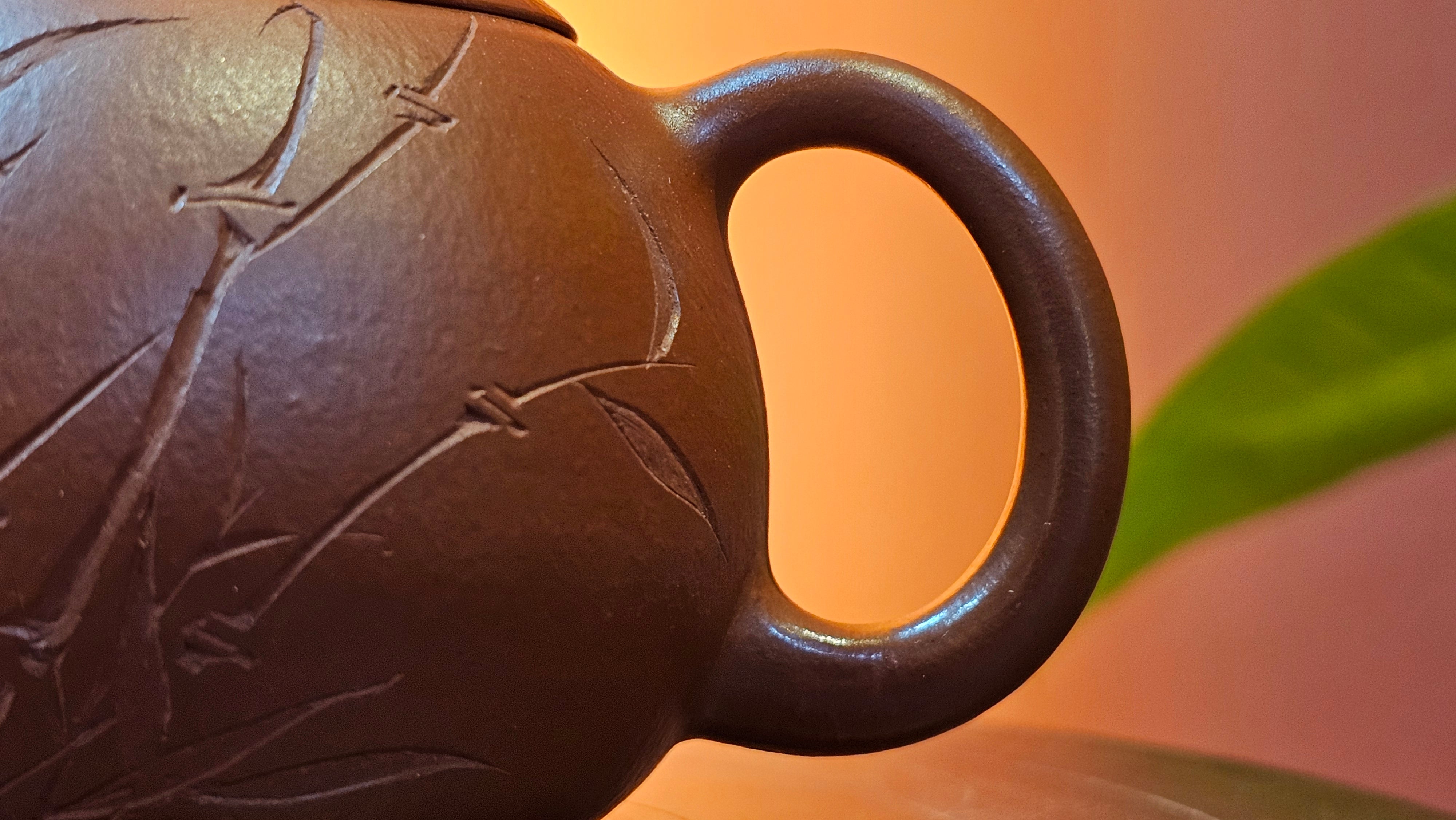 Xi Shi 西施 with Bamboo Engraving 竹刻绘, 161.1ml, Xiao Mei Yao Zhu Ni 小煤窑朱泥, by Collaborative Craftsman Zhai Yi Yao 翟一耀 and Craftsman Yi De Shu 一德书 ~ Congratulations to!Mr V.J.! 1157hrs 16th Sept 2025, Bartlett, IL!