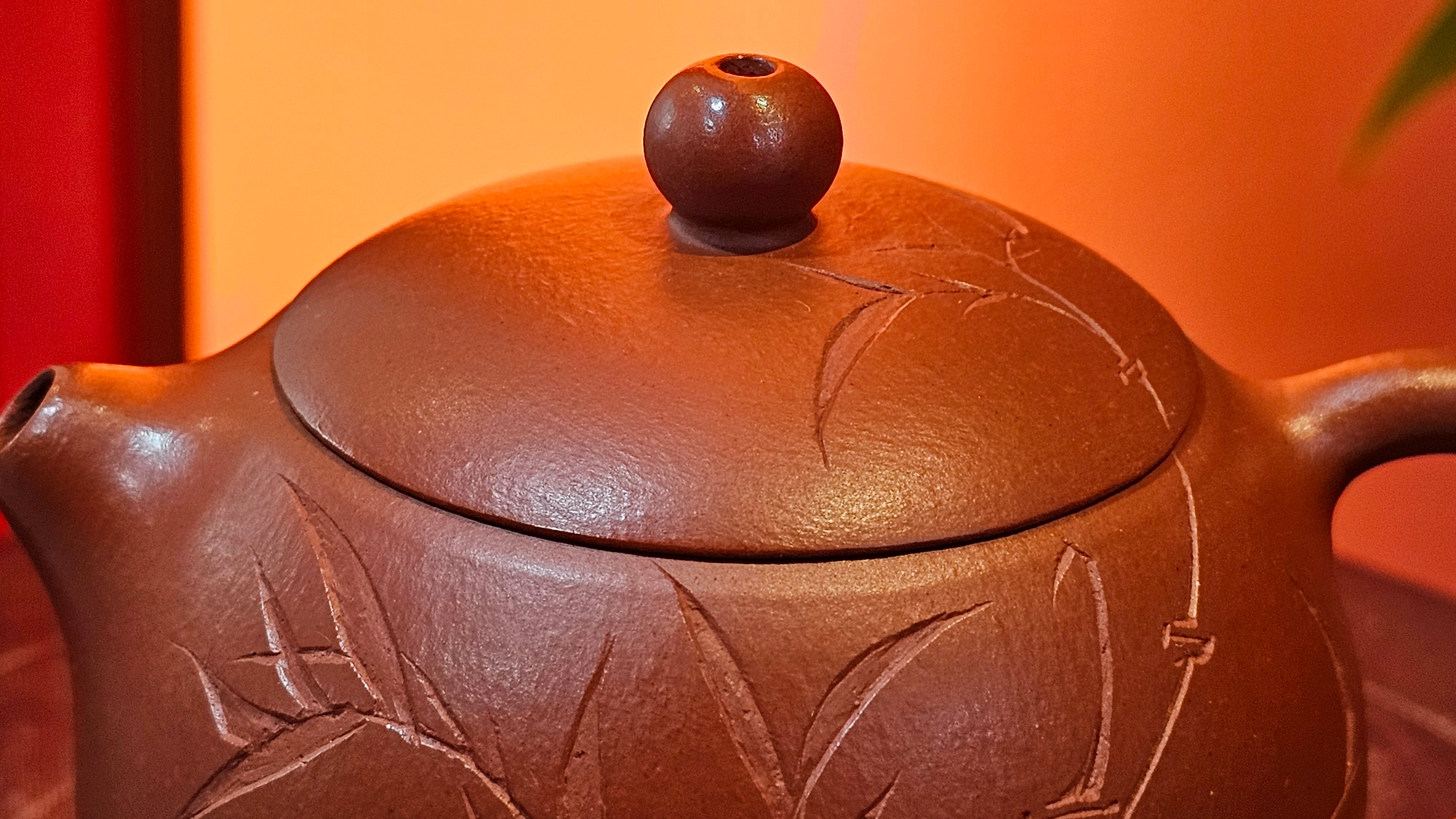 Xi Shi 西施 with Bamboo Engraving 竹刻绘, 161.1ml, Xiao Mei Yao Zhu Ni 小煤窑朱泥, by Collaborative Craftsman Zhai Yi Yao 翟一耀 and Craftsman Yi De Shu 一德书 ~ Congratulations to!Mr V.J.! 1157hrs 16th Sept 2025, Bartlett, IL!