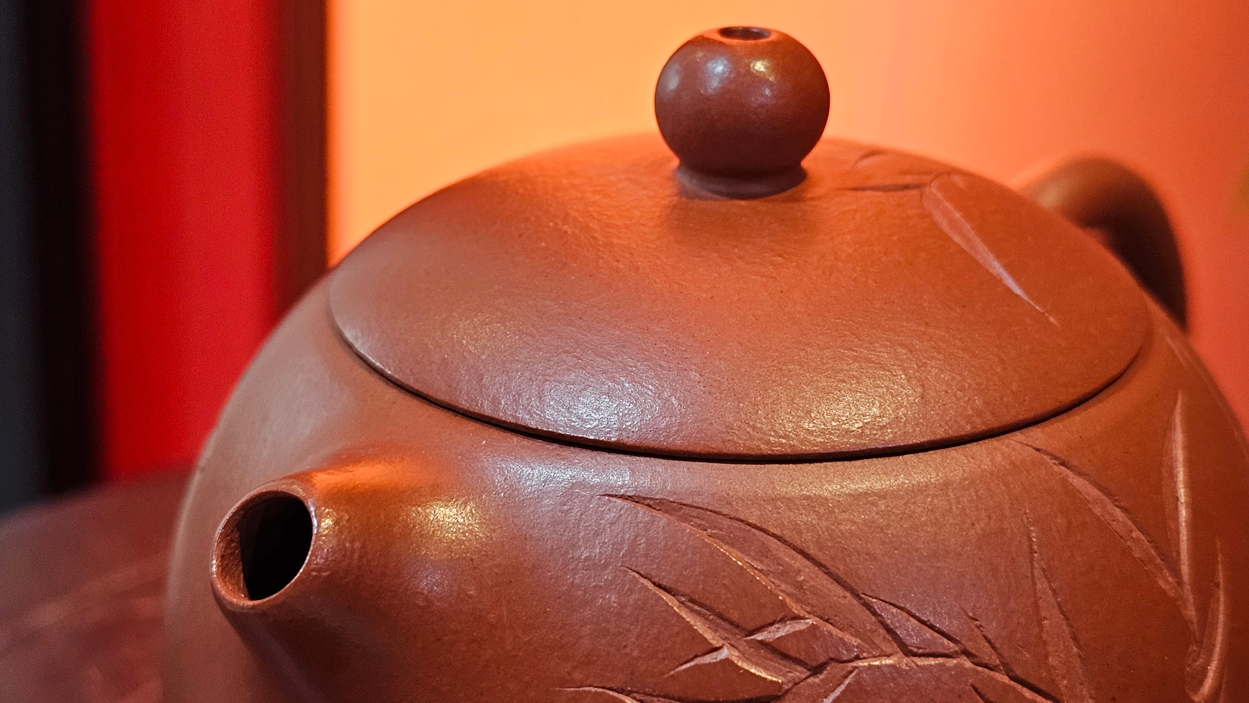 Xi Shi 西施 with Bamboo Engraving 竹刻绘, 161.1ml, Xiao Mei Yao Zhu Ni 小煤窑朱泥, by Collaborative Craftsman Zhai Yi Yao 翟一耀 and Craftsman Yi De Shu 一德书 ~ Congratulations to!Mr V.J.! 1157hrs 16th Sept 2025, Bartlett, IL!