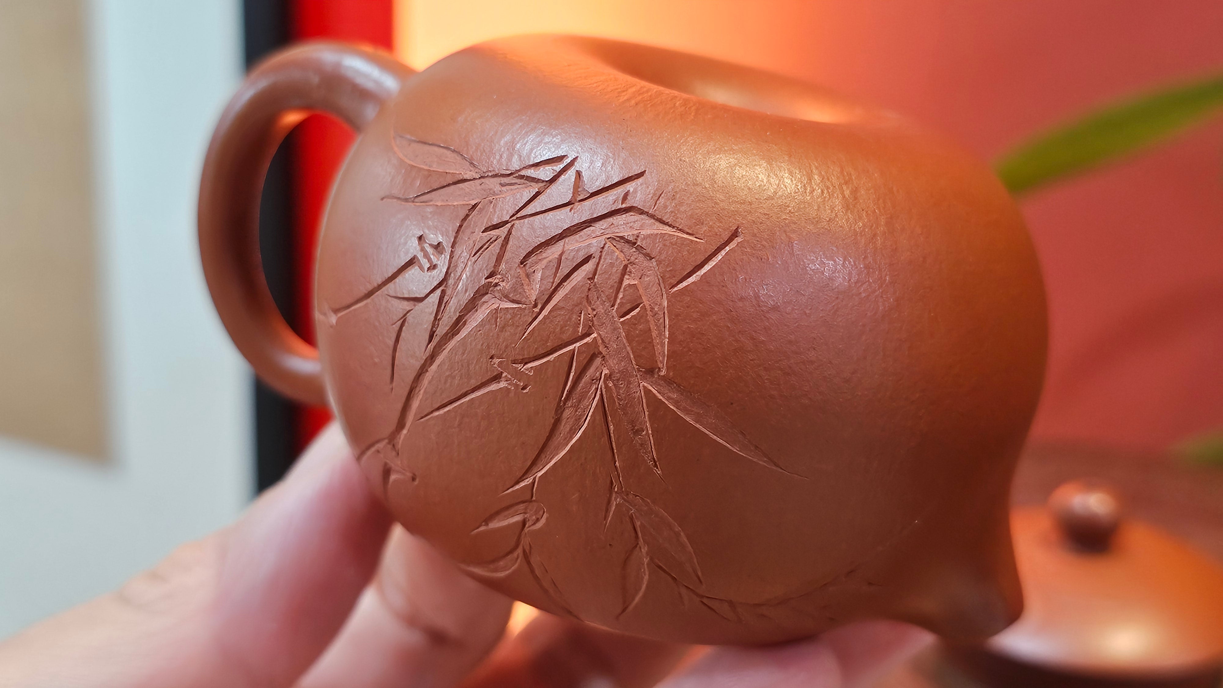 Xi Shi 西施 with Bamboo Engraving 竹刻绘, 161.1ml, Xiao Mei Yao Zhu Ni 小煤窑朱泥, by Collaborative Craftsman Zhai Yi Yao 翟一耀 and Craftsman Yi De Shu 一德书 ~ Congratulations to!Mr V.J.! 1157hrs 16th Sept 2025, Bartlett, IL!