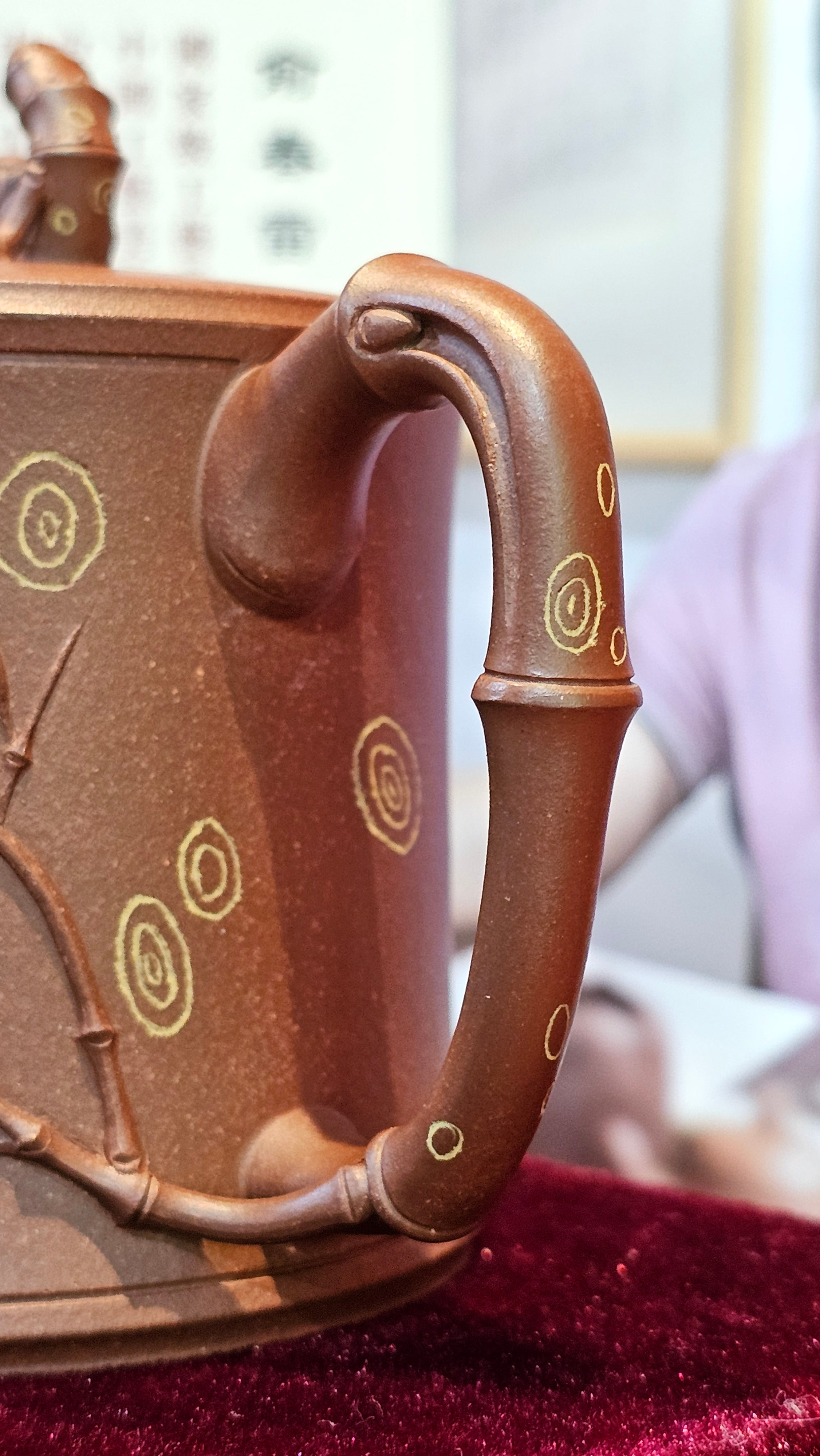 《湘妃竹段》"Xiang Fei Zhu Duan", 238.3ml, Di Cao Qing Zi Ni with Duan Ni Clay embellishments for the characteristic "Xiang Fei Bamboo" Patterns, by L4 Assoc Master Yu Chun Lei 俞春雷 ~!Congratulations to Ms S.M.! 1558hrs 4th Sept 2025, Velden! The Netherlands🇳🇱.