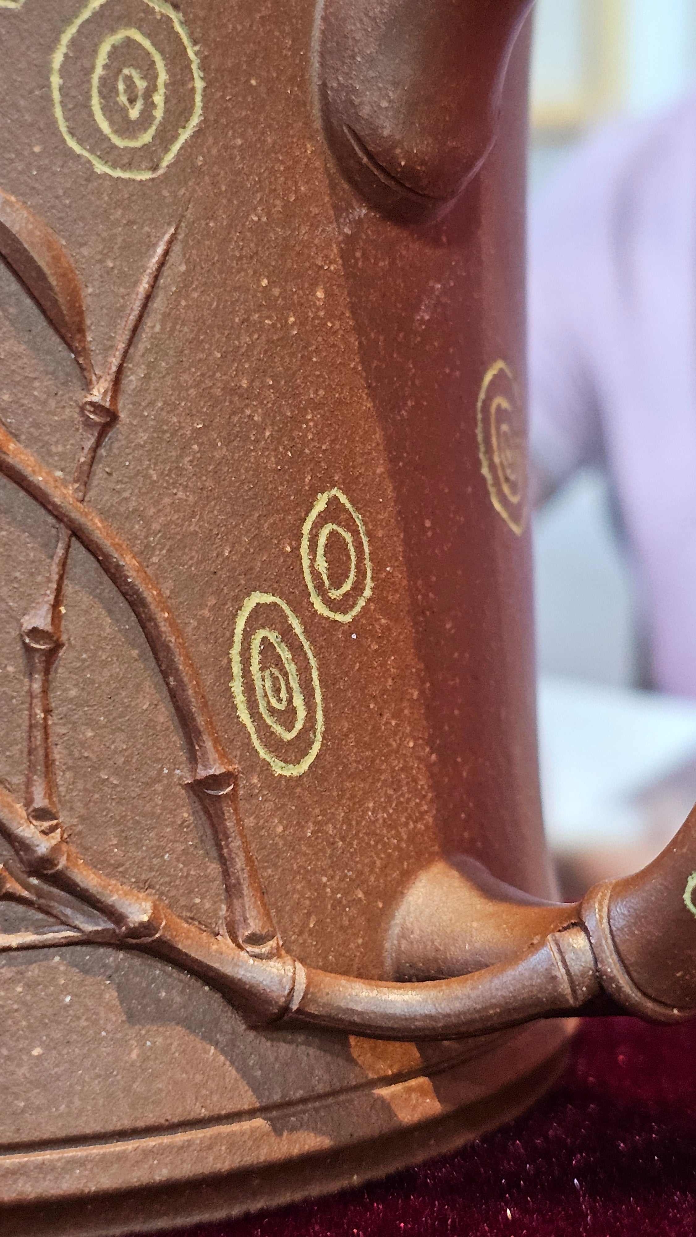 《湘妃竹段》"Xiang Fei Zhu Duan", 238.3ml, Di Cao Qing Zi Ni with Duan Ni Clay embellishments for the characteristic "Xiang Fei Bamboo" Patterns, by L4 Assoc Master Yu Chun Lei 俞春雷 ~!Congratulations to Ms S.M.! 1558hrs 4th Sept 2025, Velden! The Netherlands🇳🇱.