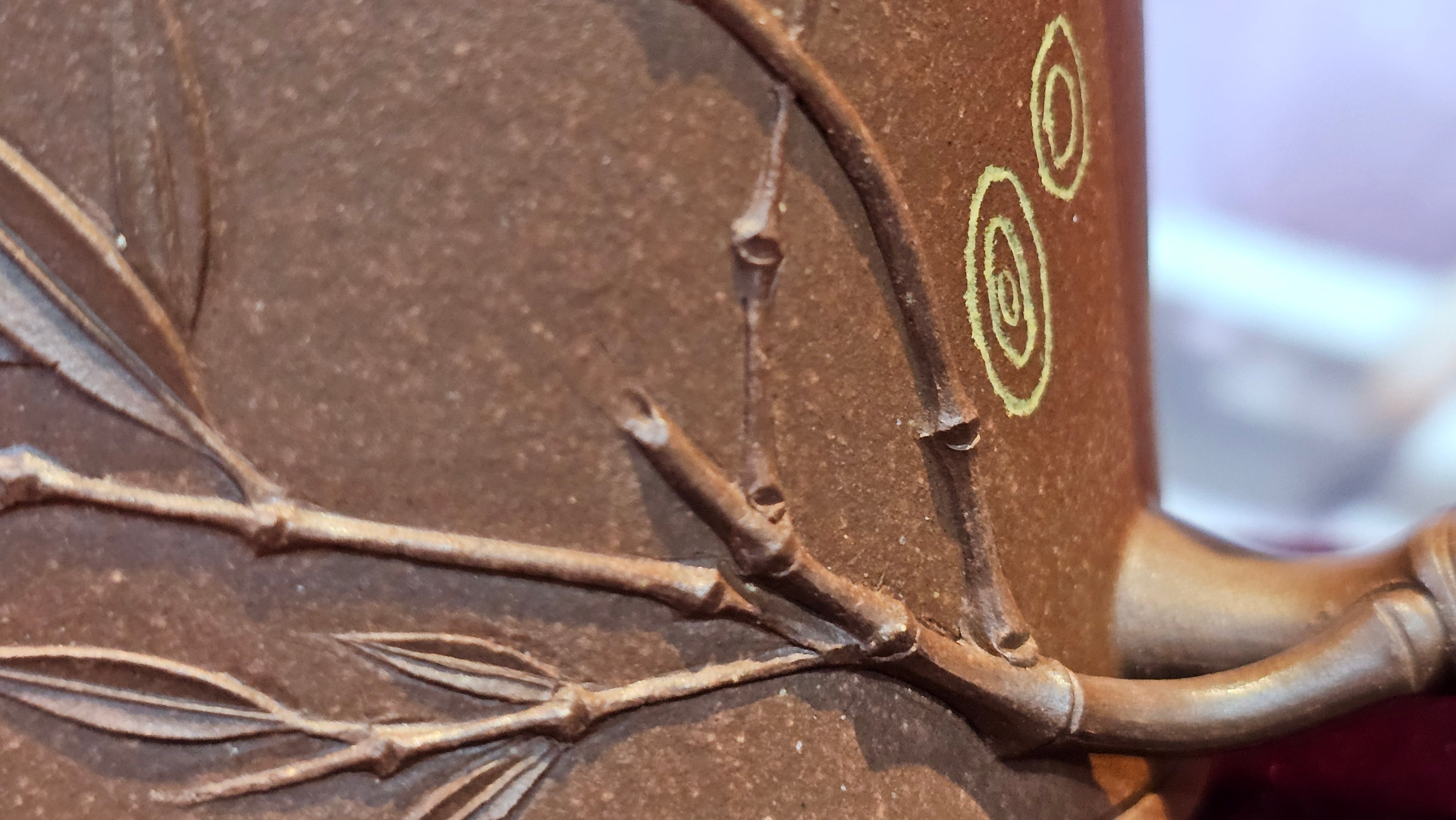 《湘妃竹段》"Xiang Fei Zhu Duan", 238.3ml, Di Cao Qing Zi Ni with Duan Ni Clay embellishments for the characteristic "Xiang Fei Bamboo" Patterns, by L4 Assoc Master Yu Chun Lei 俞春雷 ~!Congratulations to Ms S.M.! 1558hrs 4th Sept 2025, Velden! The Netherlands🇳🇱.